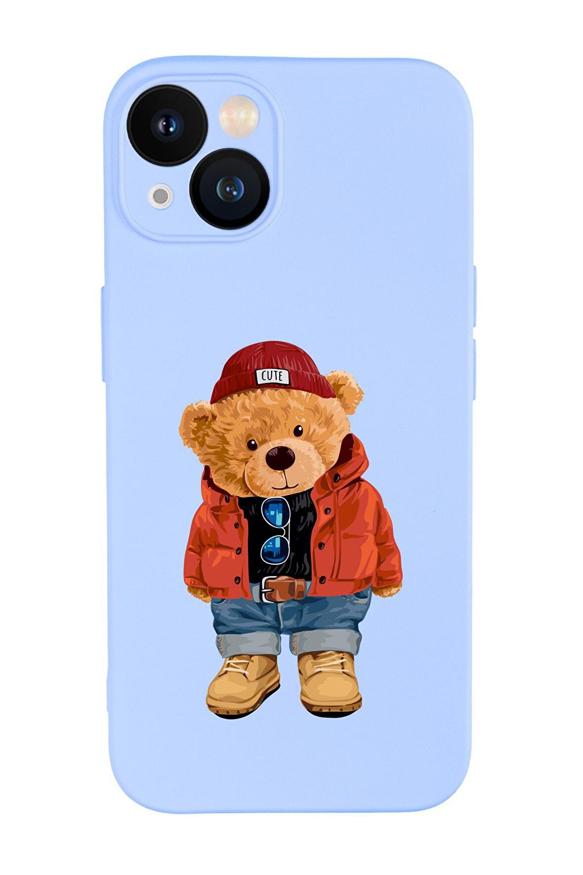 iPhone 13 Uyumlu Teddy Bear Desenli Kamera Lens Korumalı Darbe Emici Premium Silikonlu Kılıf