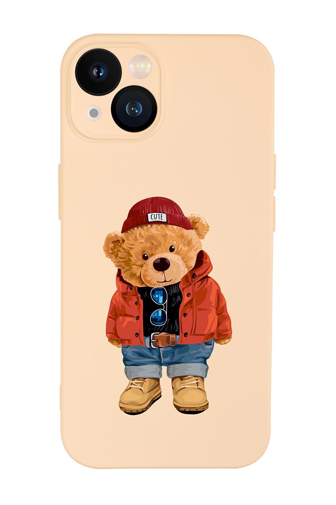 iPhone 13 Uyumlu Teddy Bear Desenli Kamera Lens Korumalı Darbe Emici Premium Silikonlu Kılıf