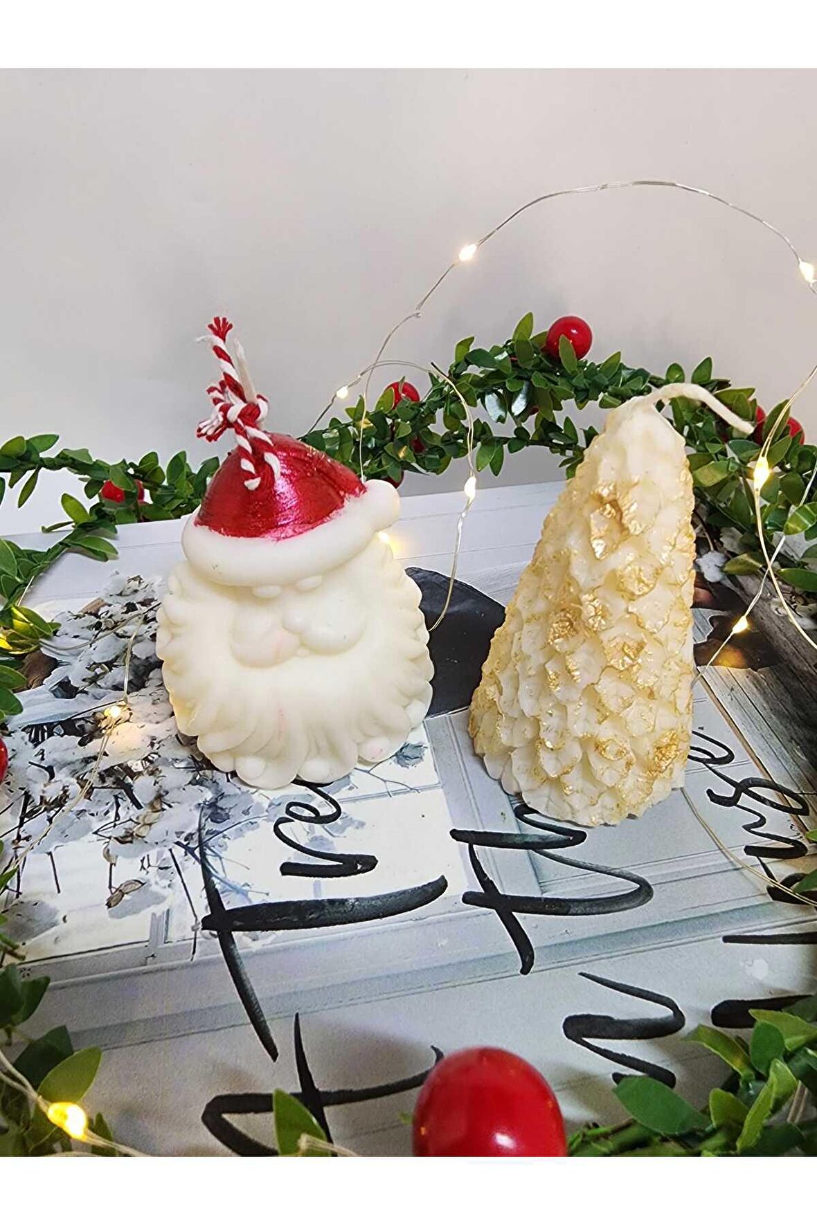 Noel Baba ve Çam Ağacı Kokulu Soya Mum Seti