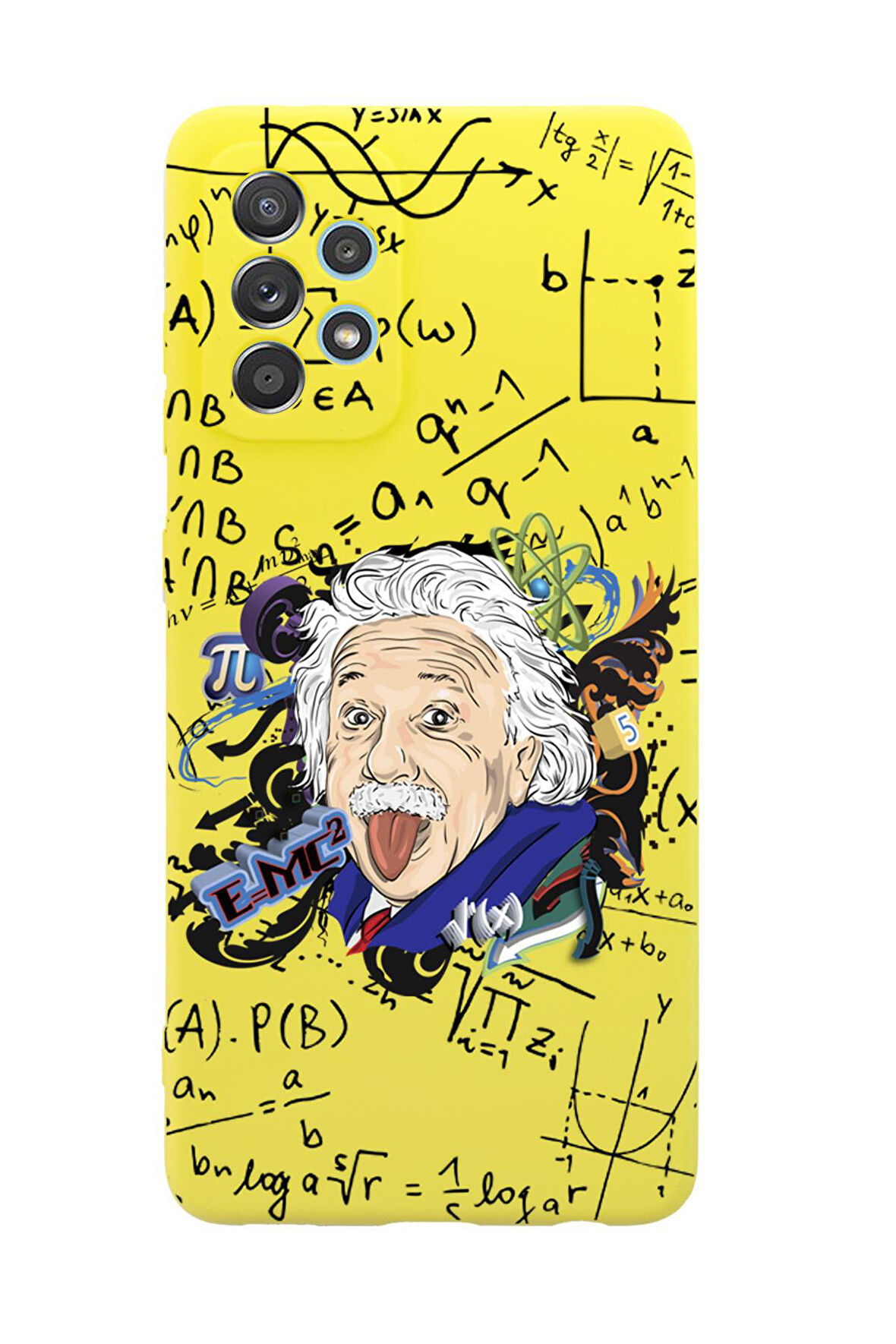 Samsung A72 Einstein In Formula Desenli Premium Silikonlu Telefon Kılıfı