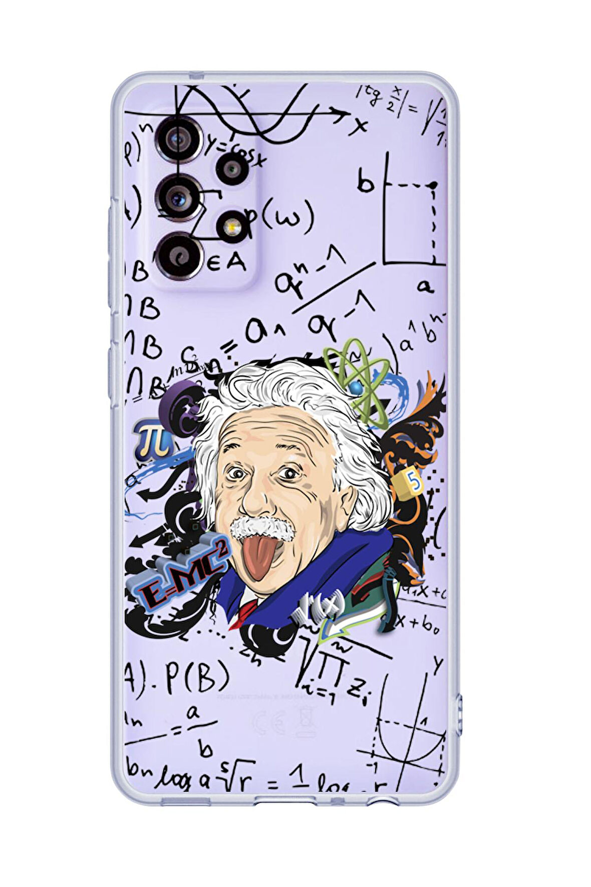 Samsung A72 Einstein In Formula Desenli Premium Şeffaf Silikon Kılıf