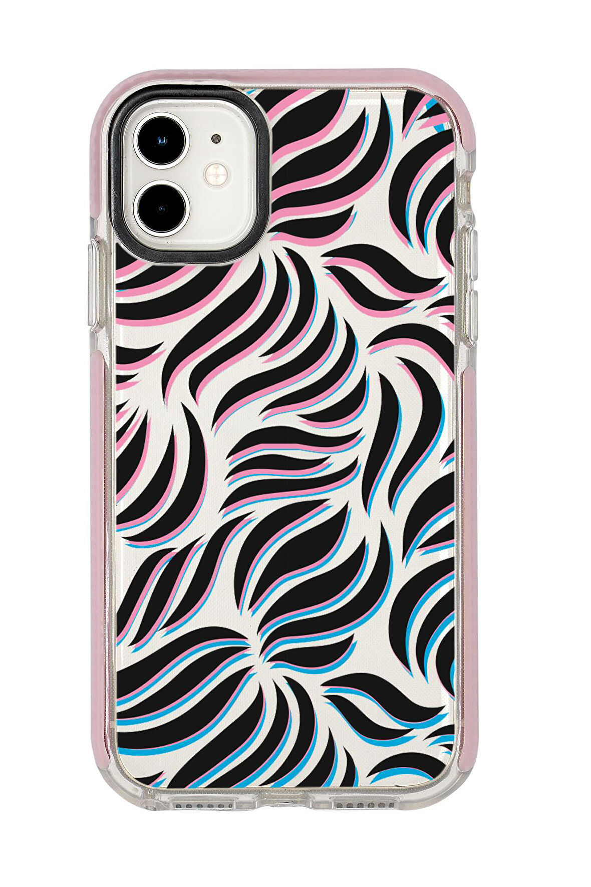 iPhone 12 Uyumlu Color Wave Desenli Candy Bumper Silikonlu Telefon Kılıfı