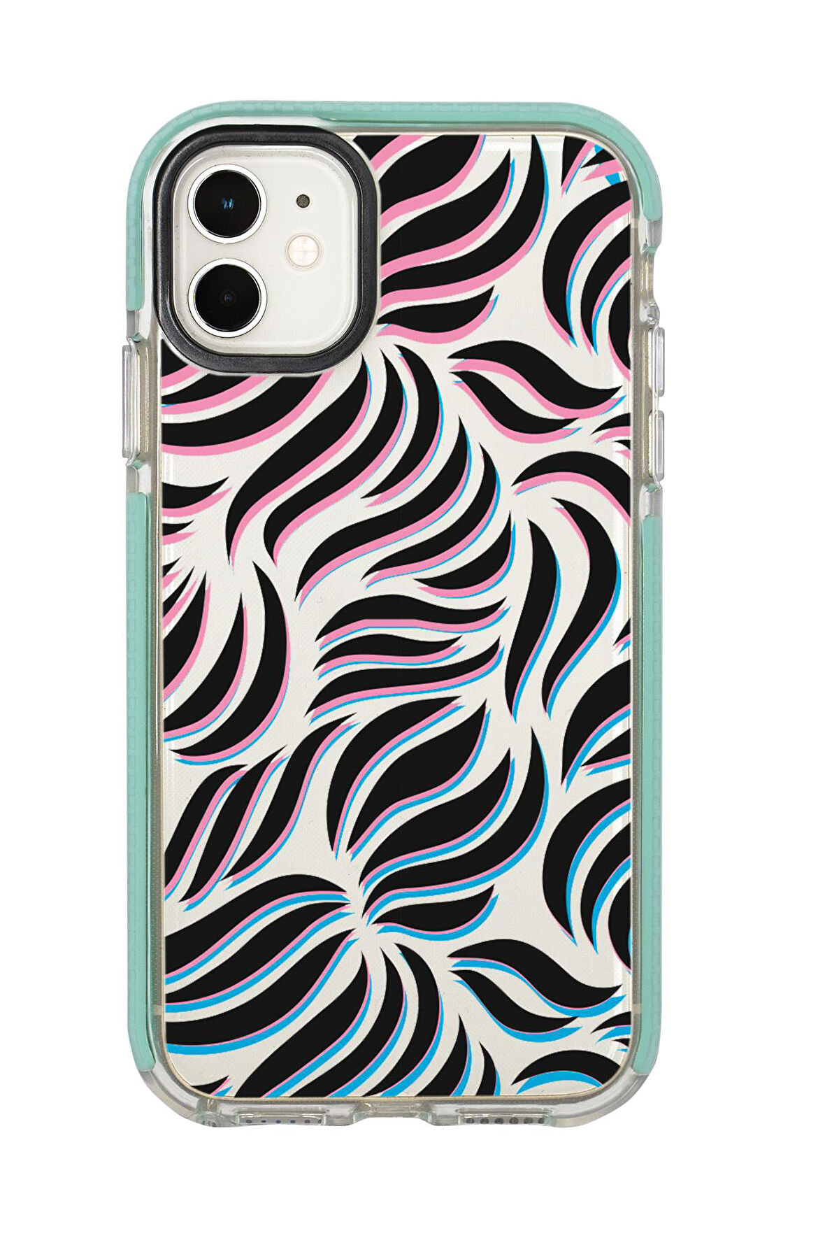 iPhone 12 Uyumlu Color Wave Desenli Candy Bumper Silikonlu Telefon Kılıfı