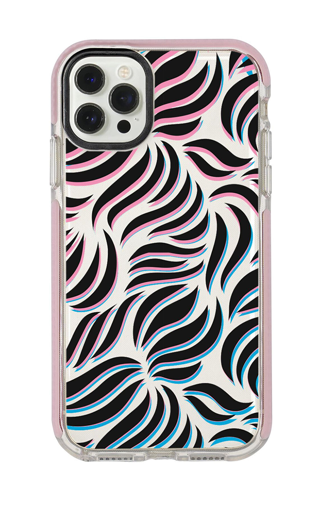 iPhone 12 Pro Uyumlu Color Wave Desenli Candy Bumper Silikonlu Telefon Kılıfı