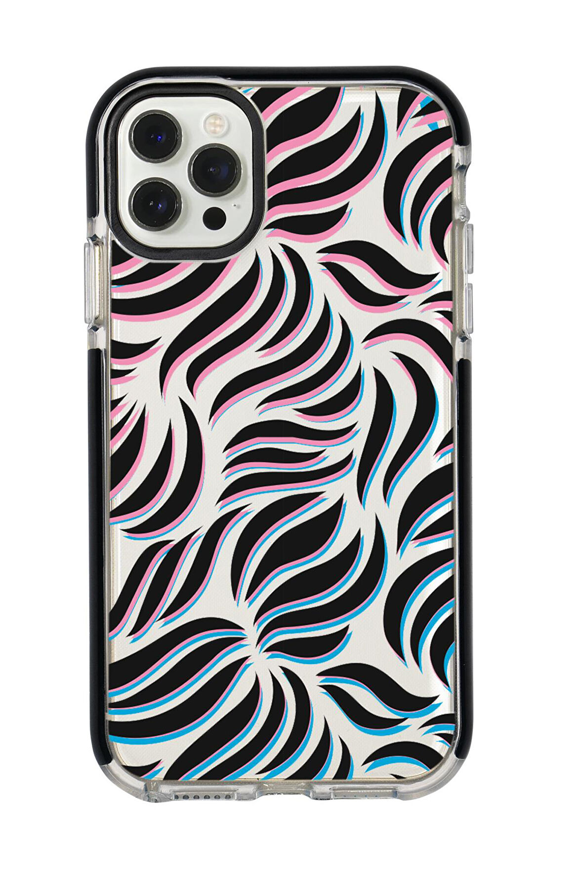 iPhone 12 Pro Uyumlu Color Wave Desenli Candy Bumper Silikonlu Telefon Kılıfı