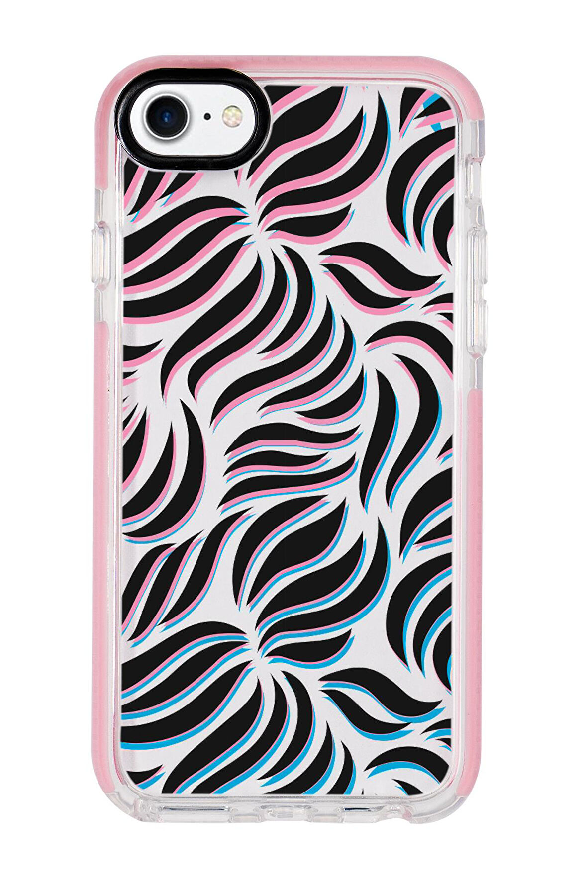 iPhone 8 Uyumlu Color Wave Desenli Candy Bumper Silikonlu Telefon Kılıfı