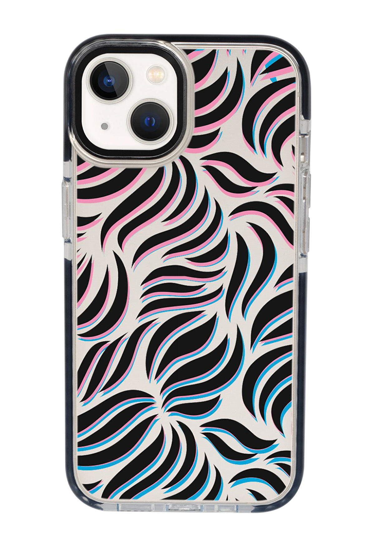 iPhone 13 Uyumlu Color Wave Desenli Candy Bumper Silikonlu Telefon Kılıfı