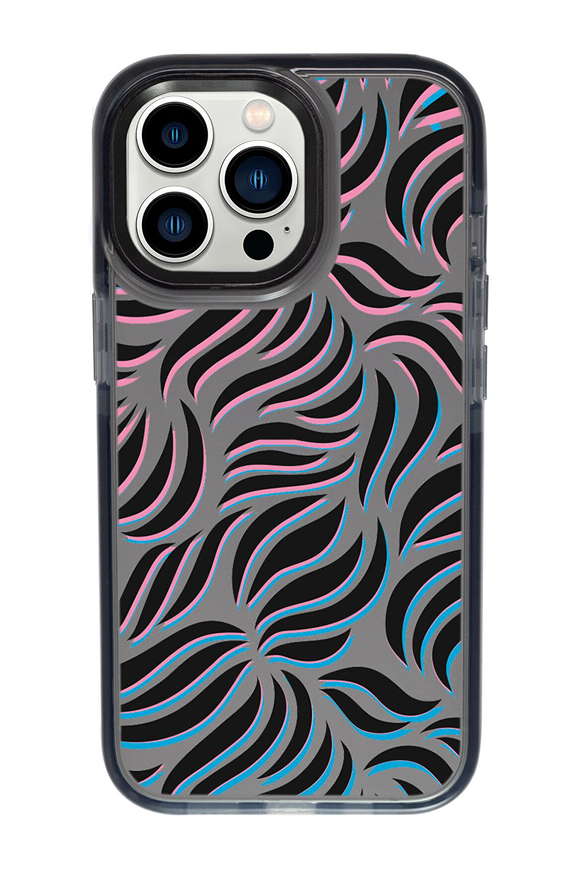 iPhone 13 Pro Uyumlu Color Wave Desenli Candy Bumper Silikonlu Telefon Kılıfı