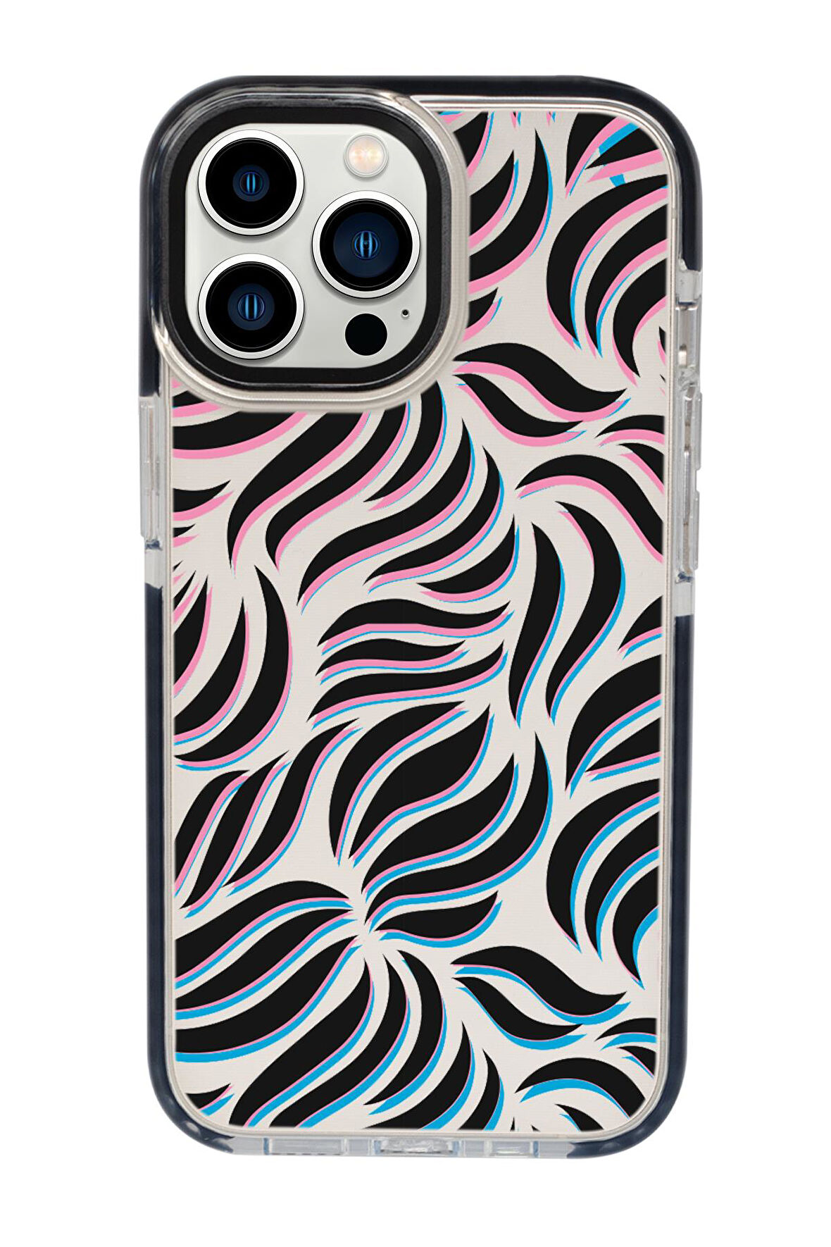 iPhone 13 Pro Uyumlu Color Wave Desenli Candy Bumper Silikonlu Telefon Kılıfı