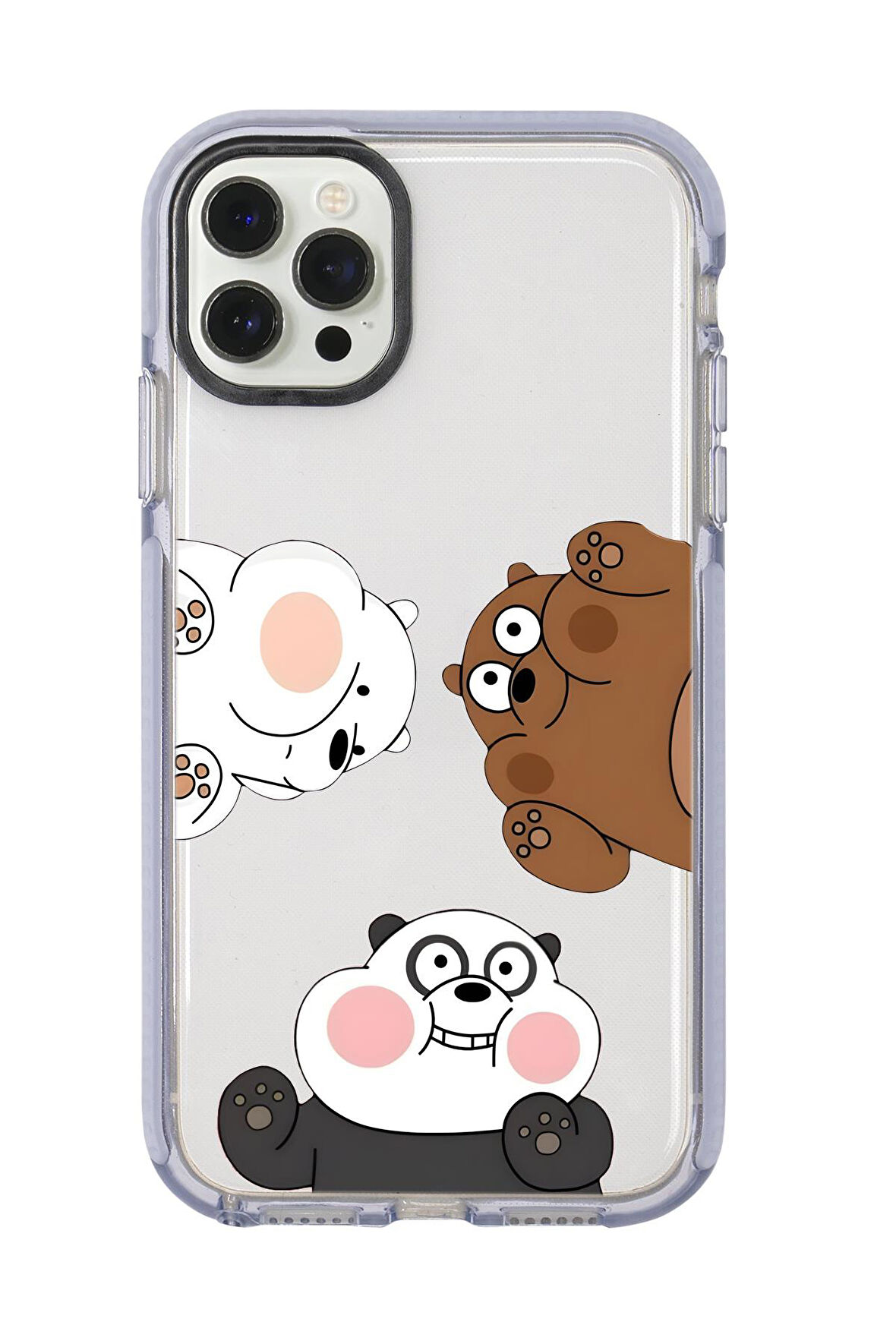 iPhone 12 Pro Uyumlu Cute Animals Desenli Candy Bumper Silikonlu Telefon Kılıfı
