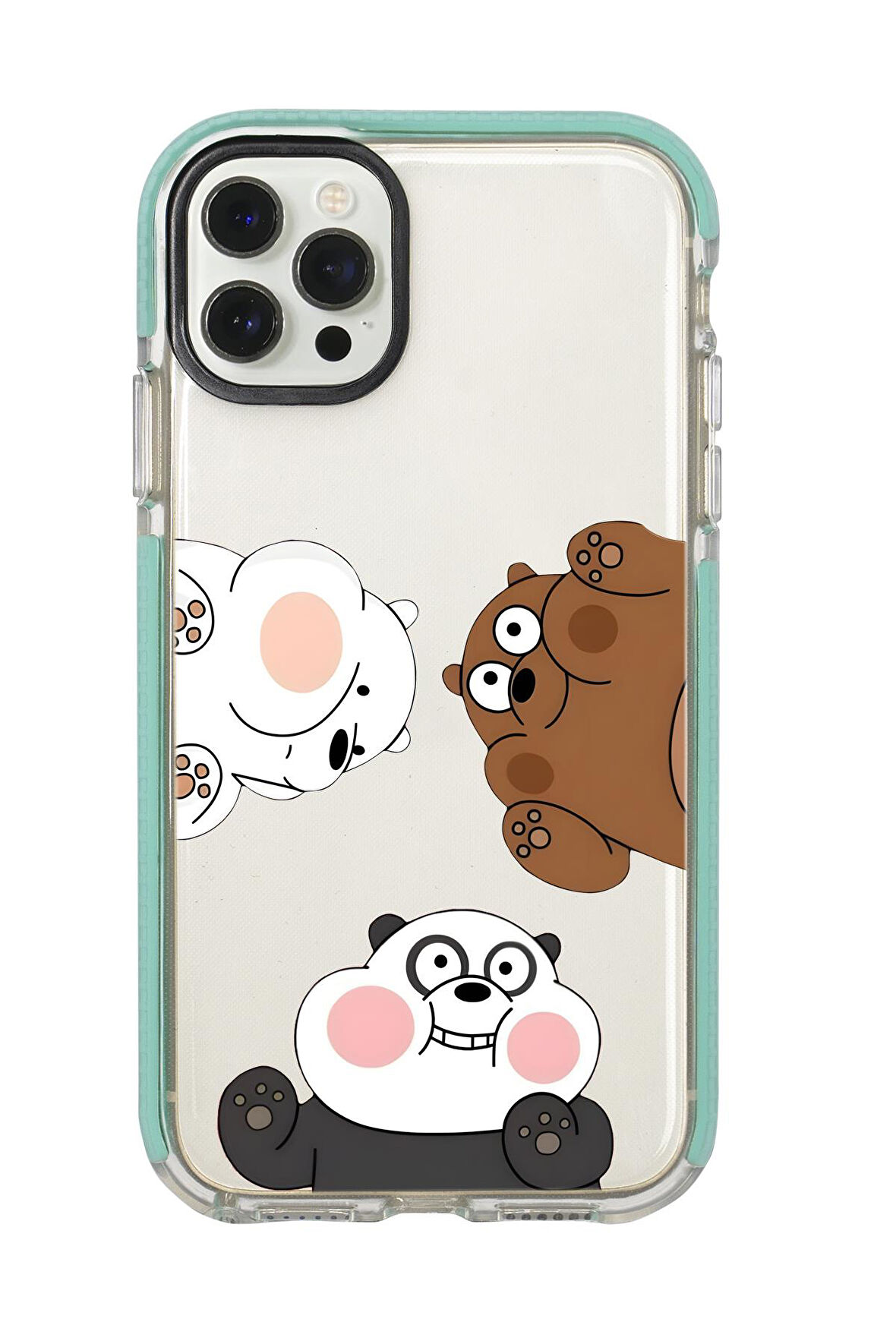 iPhone 12 Pro Uyumlu Cute Animals Desenli Candy Bumper Silikonlu Telefon Kılıfı