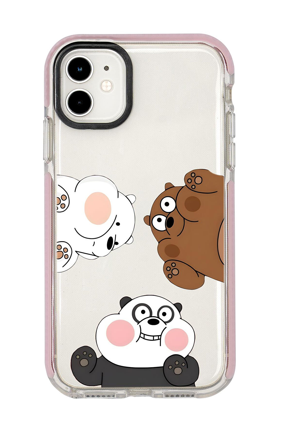 iPhone 12 Mini Uyumlu Cute Animals Desenli Candy Bumper Silikonlu Telefon Kılıfı
