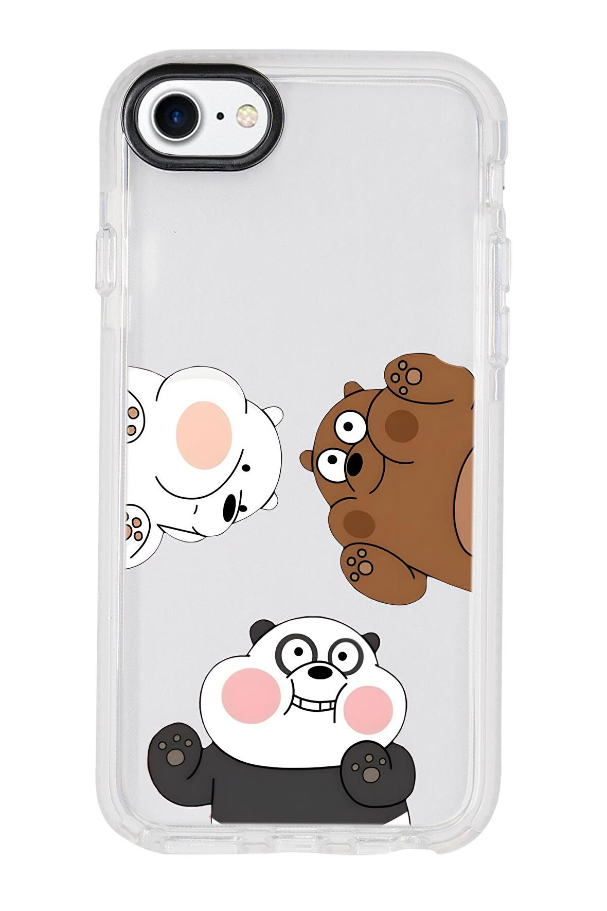 iPhone SE 2020 Uyumlu Cute Animals Desenli Candy Bumper Silikonlu Telefon Kılıfı