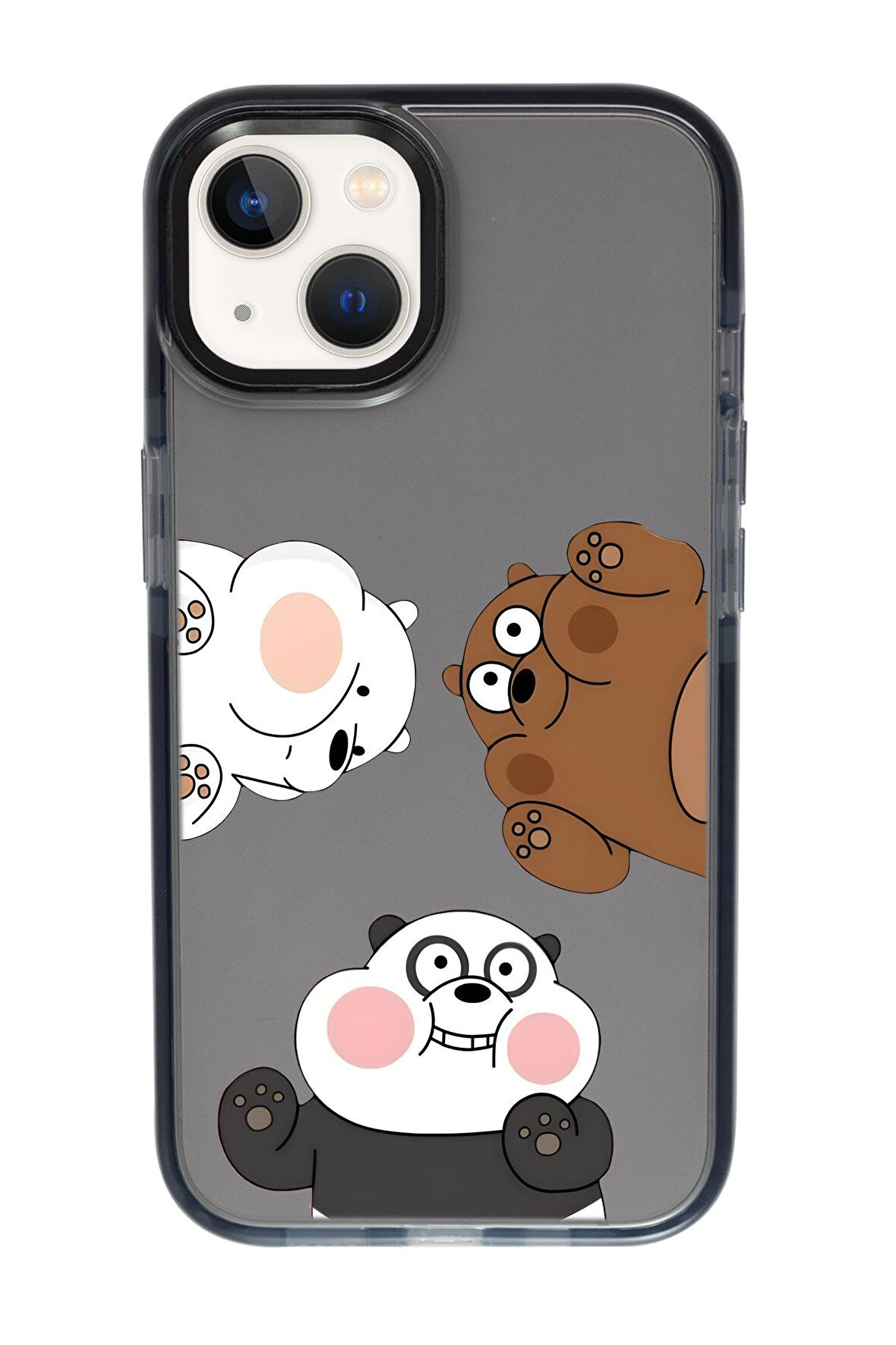 iPhone 13 Uyumlu Cute Animals Desenli Candy Bumper Silikonlu Telefon Kılıfı