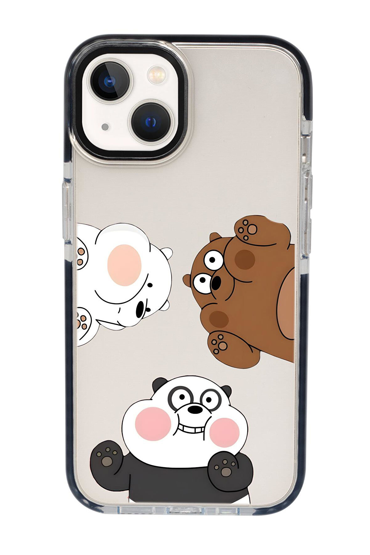 iPhone 13 Uyumlu Cute Animals Desenli Candy Bumper Silikonlu Telefon Kılıfı