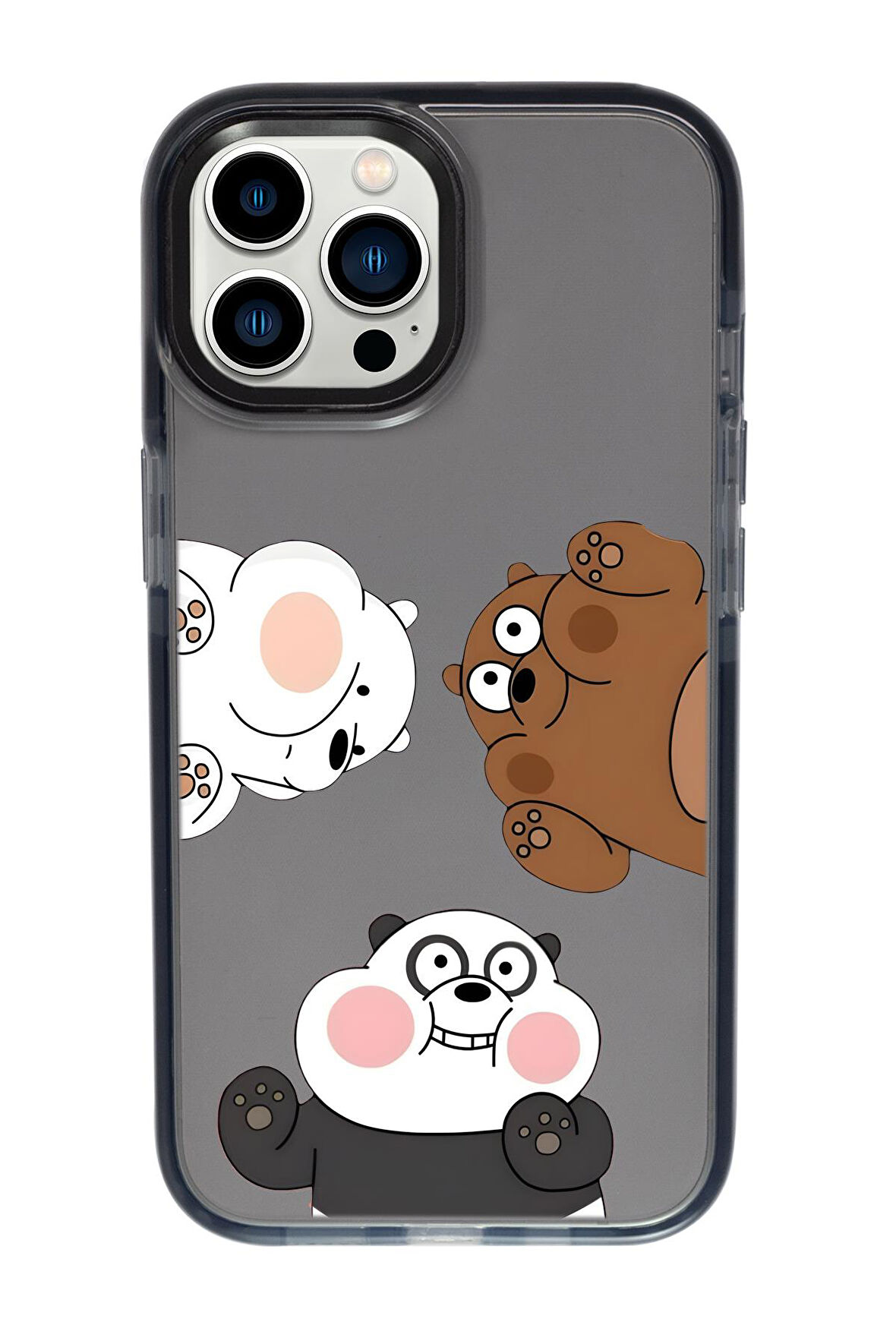iPhone 13 Pro Max Uyumlu Cute Animals Desenli Candy Bumper Silikonlu Telefon Kılıfı