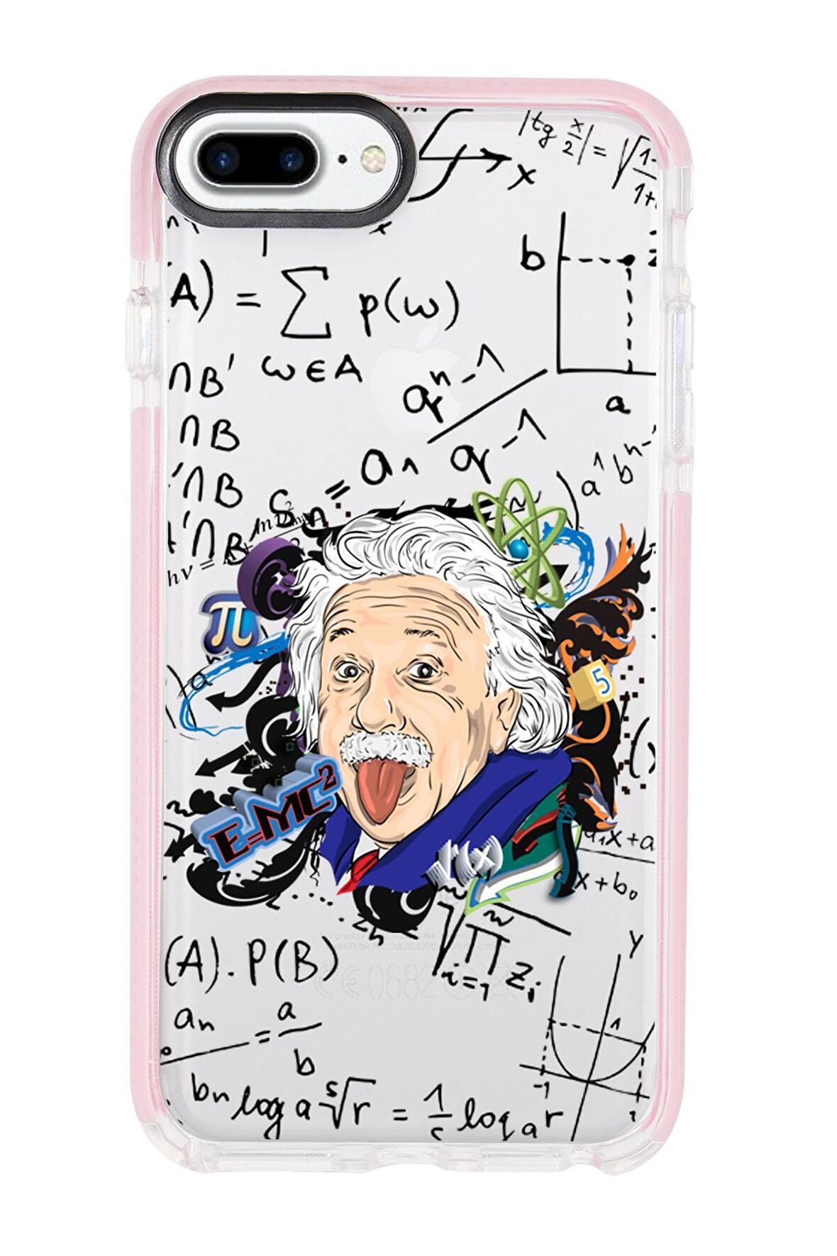 iPhone 7 Plus Einstein In Formula Desenli Candy Bumper Silikonlu Telefon Kılıfı