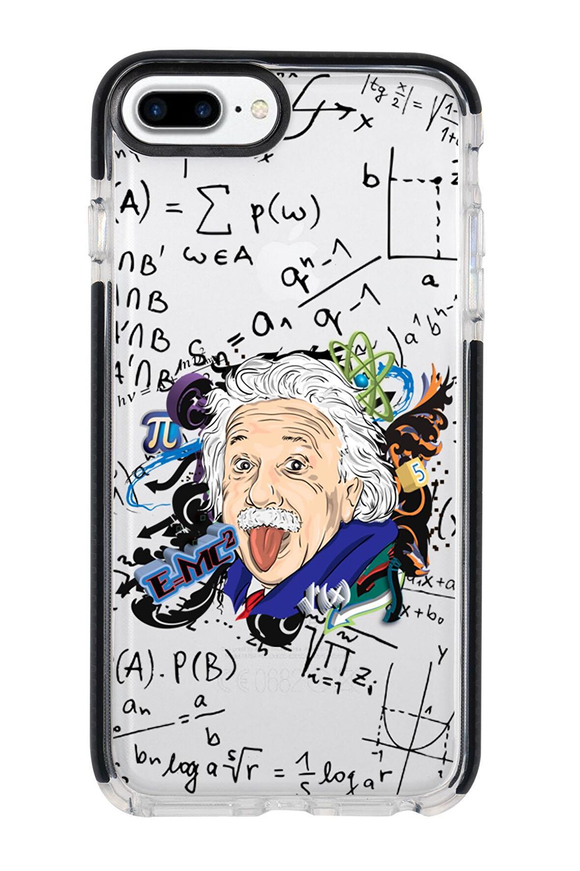 iPhone 8 Plus Einstein In Formula Desenli Candy Bumper Silikonlu Telefon Kılıfı