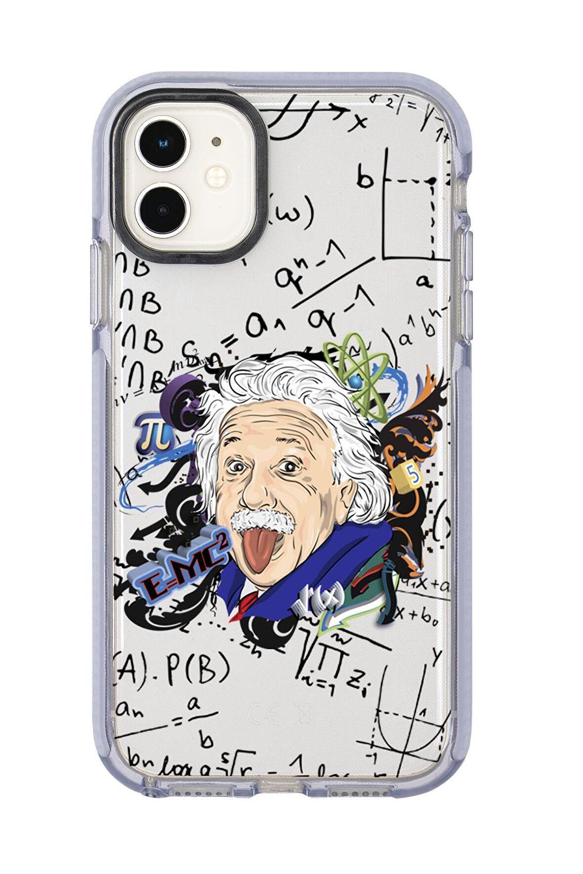 iPhone 12 Einstein In Formula Desenli Candy Bumper Silikonlu Telefon Kılıfı