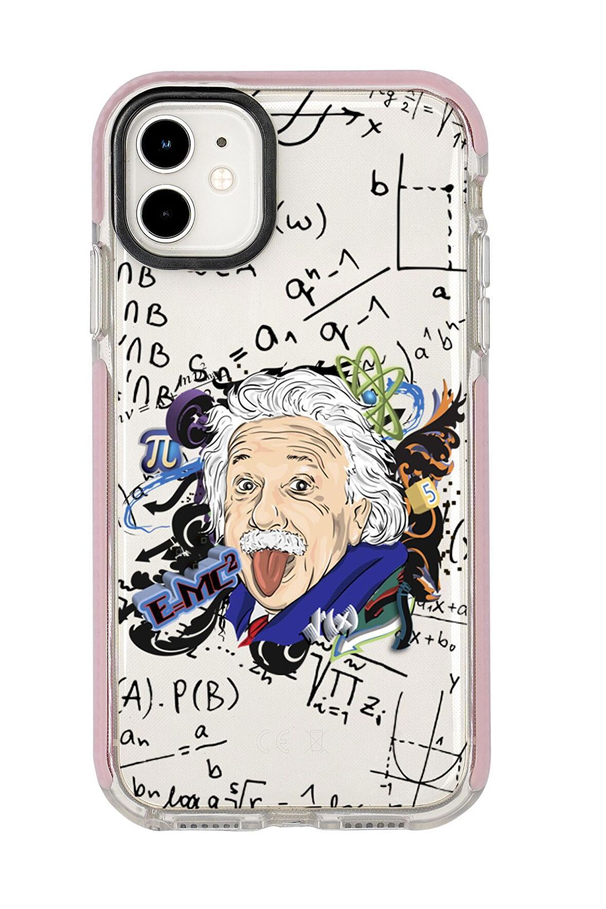 iPhone 12 Einstein In Formula Desenli Candy Bumper Silikonlu Telefon Kılıfı