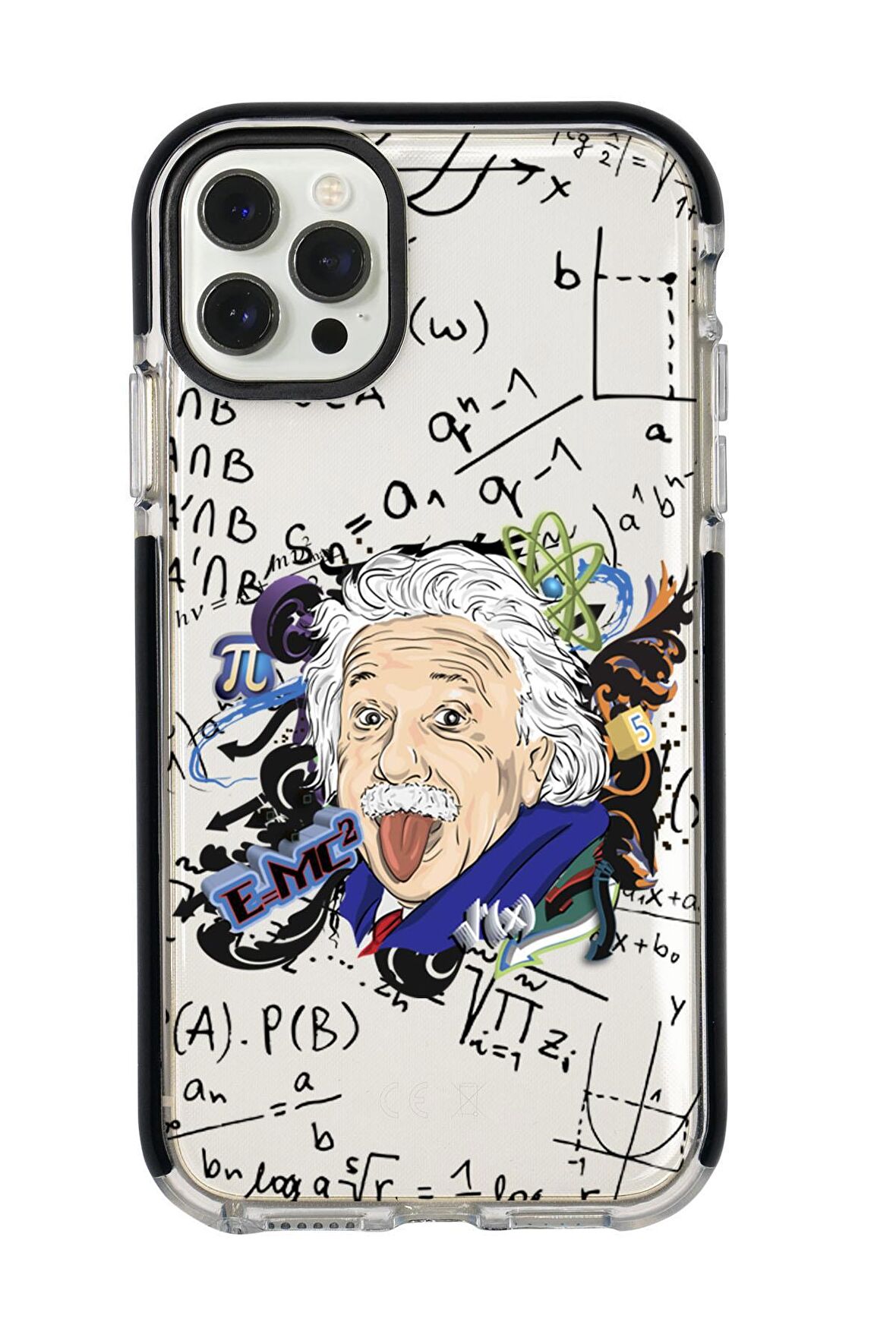 iPhone 12 Pro Einstein In Formula Desenli Candy Bumper Silikonlu Telefon Kılıfı
