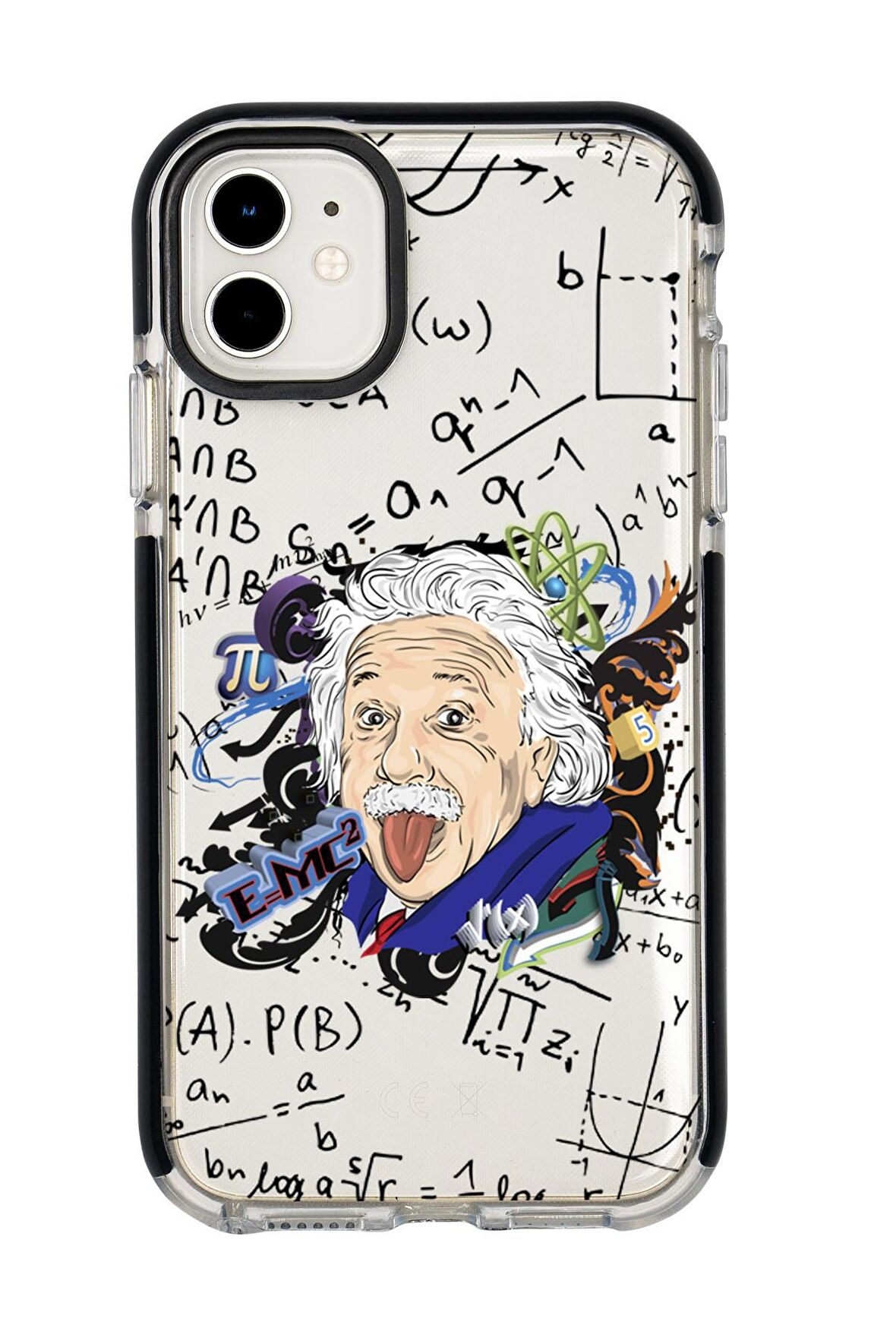 iPhone 12 Mini Einstein In Formula Desenli Candy Bumper Silikonlu Telefon Kılıfı