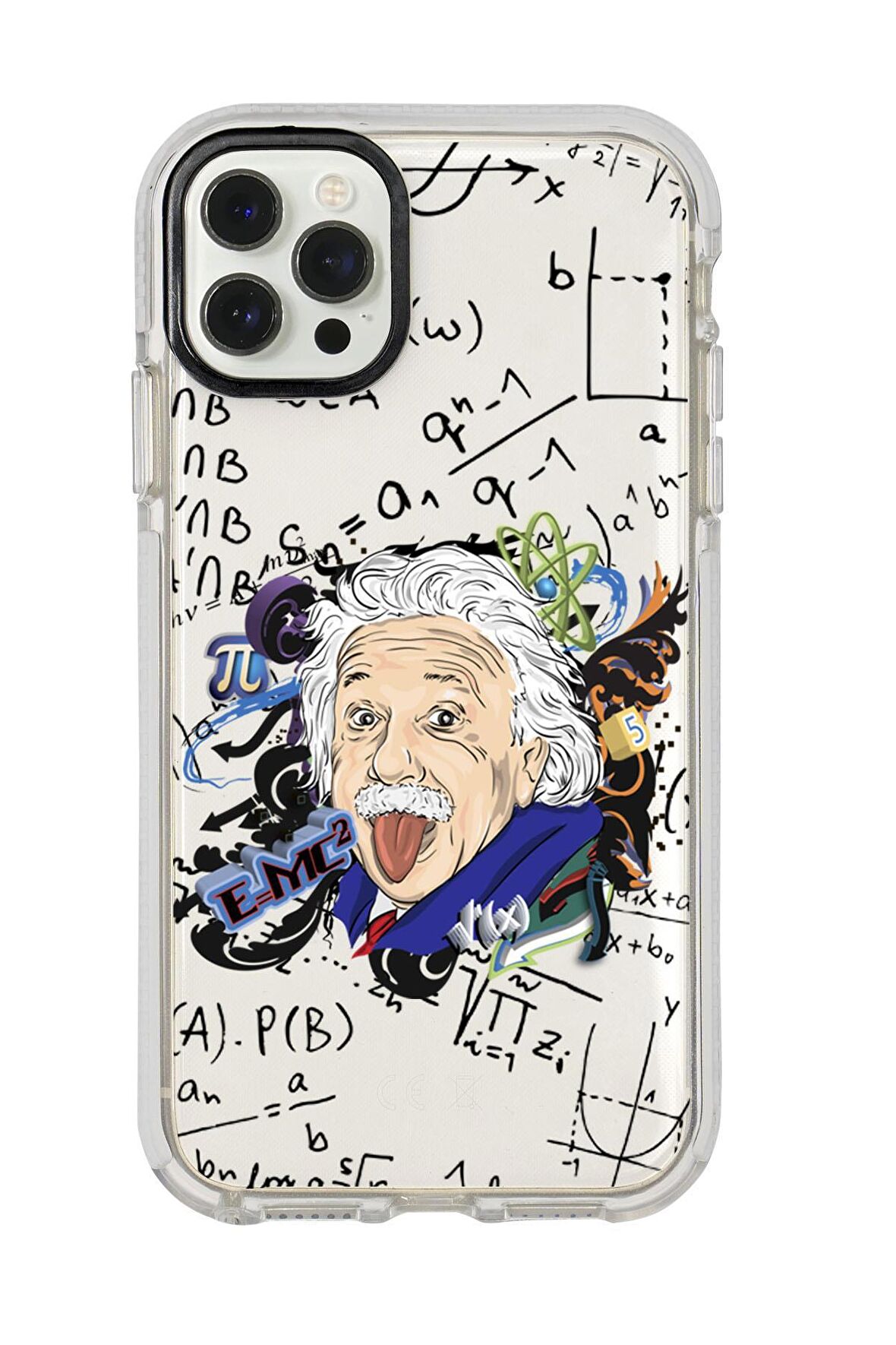 iPhone 12 Pro Max Einstein In Formula Desenli Candy Bumper Silikonlu Telefon Kılıfı
