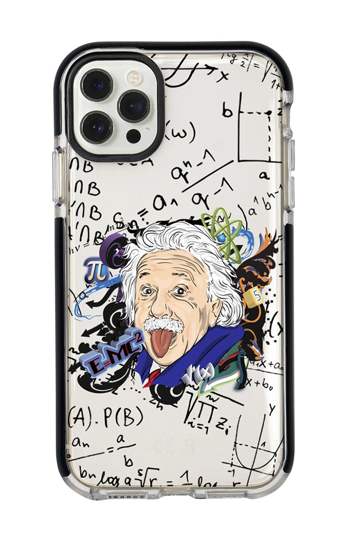 iPhone 12 Pro Max Einstein In Formula Desenli Candy Bumper Silikonlu Telefon Kılıfı