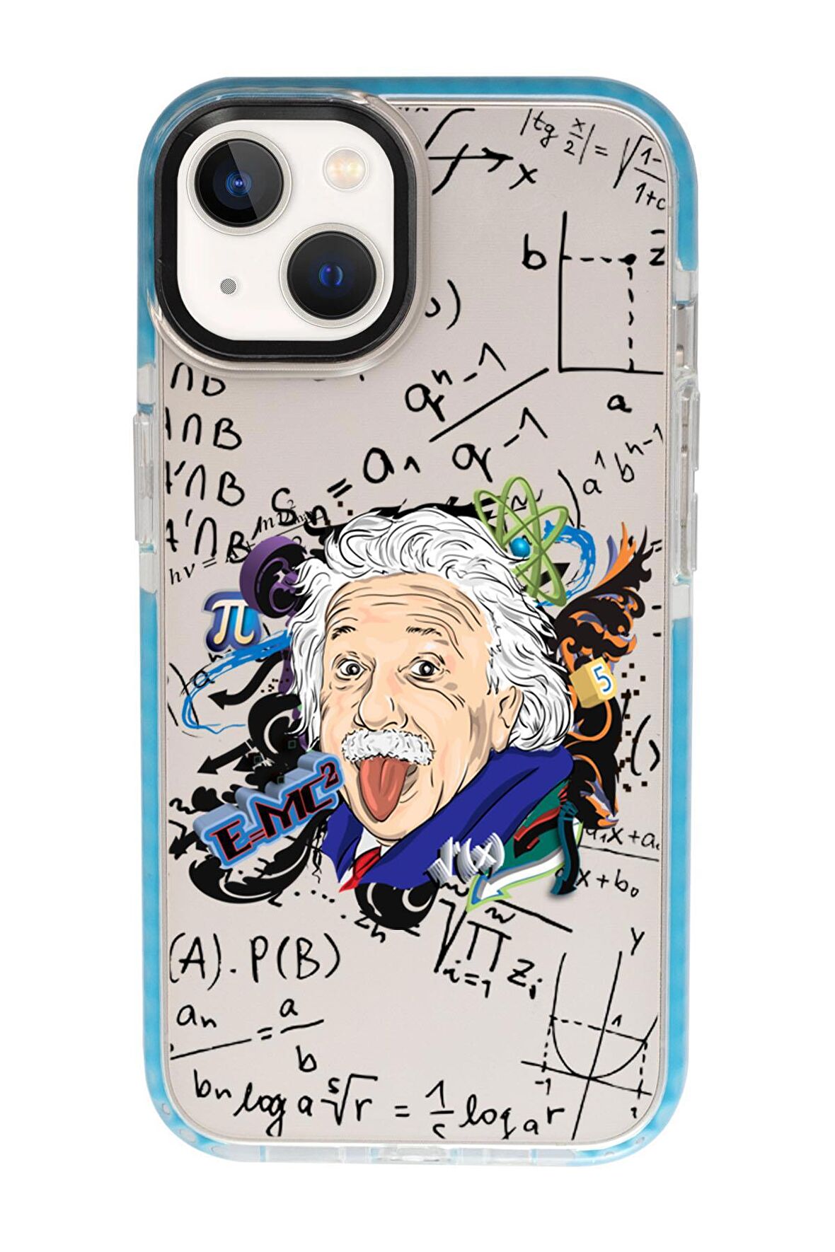 iPhone 13 Einstein In Formula Desenli Candy Bumper Silikonlu Telefon Kılıfı
