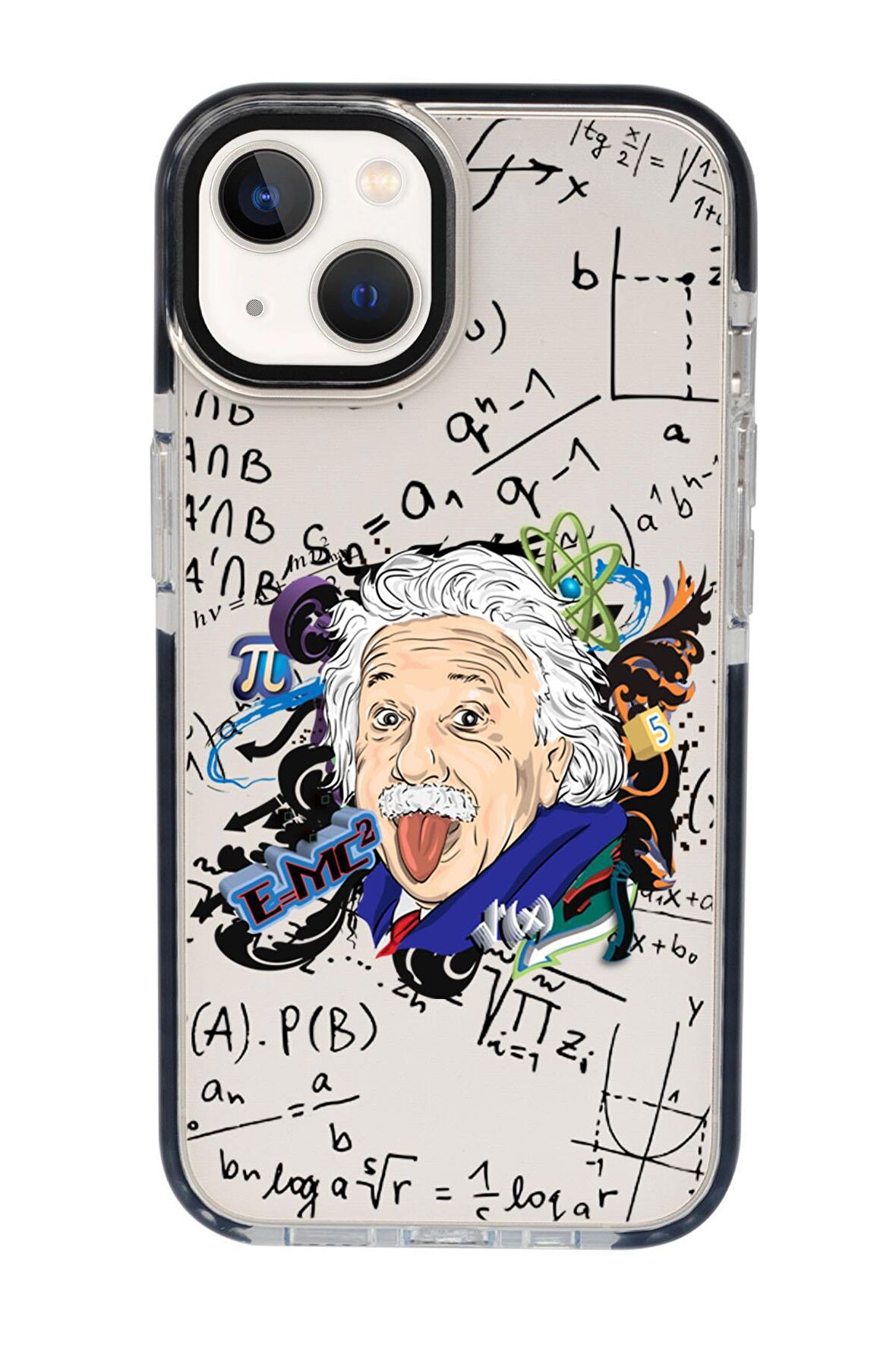iPhone 13 Einstein In Formula Desenli Candy Bumper Silikonlu Telefon Kılıfı