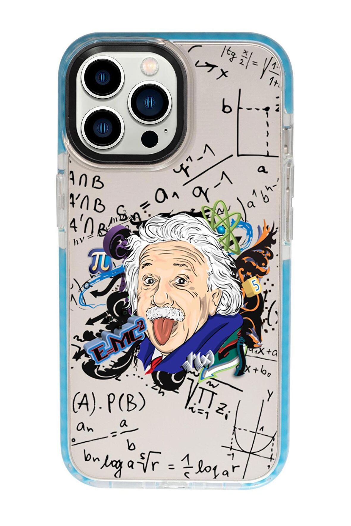 iPhone 13 Pro Einstein In Formula Desenli Candy Bumper Silikonlu Telefon Kılıfı