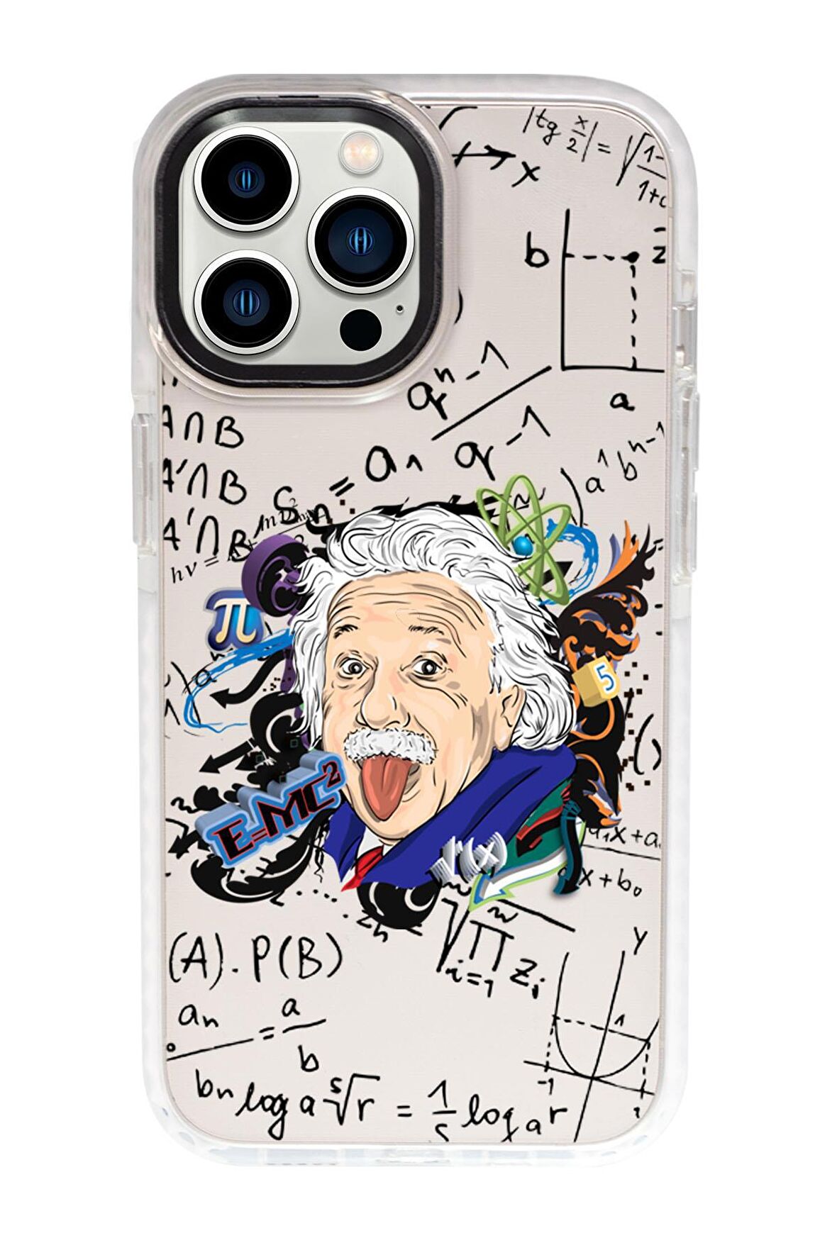 iPhone 13 Pro Max Einstein In Formula Desenli Candy Bumper Silikonlu Telefon Kılıfı