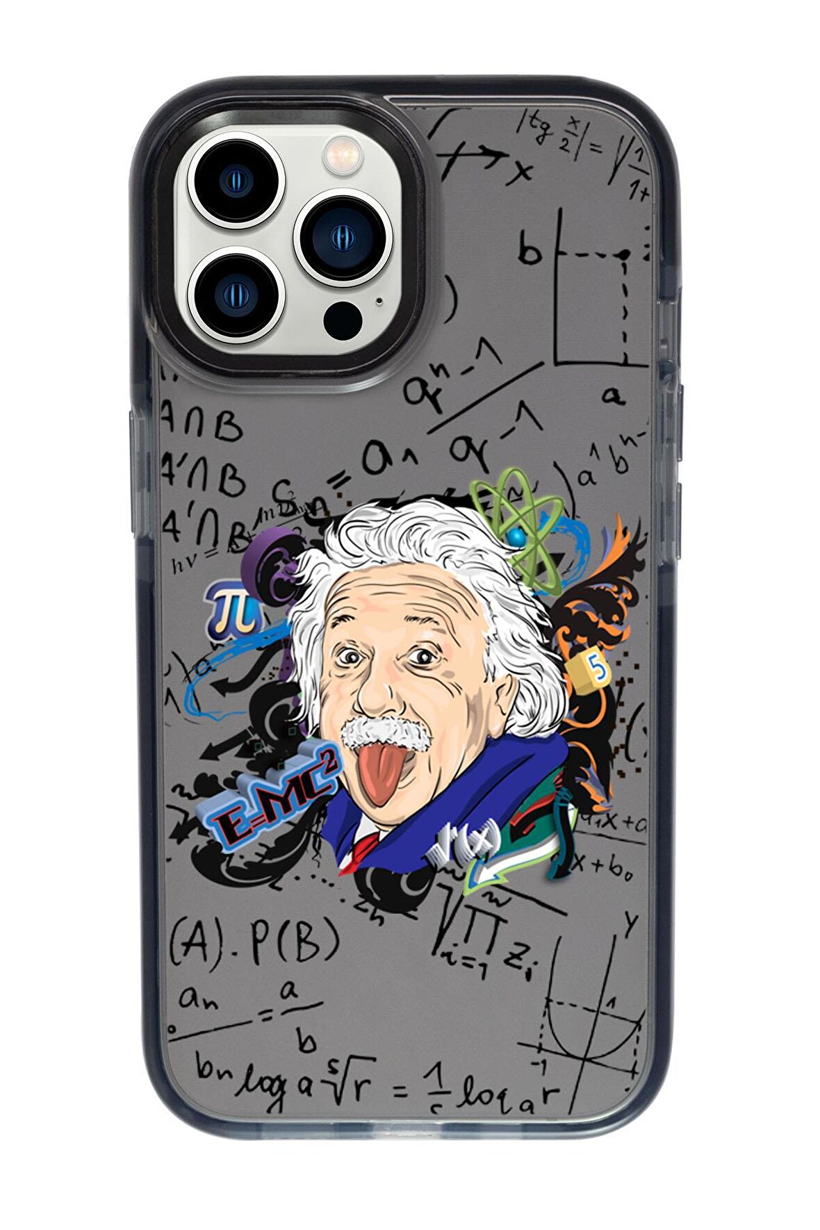 iPhone 13 Pro Max Einstein In Formula Desenli Candy Bumper Silikonlu Telefon Kılıfı