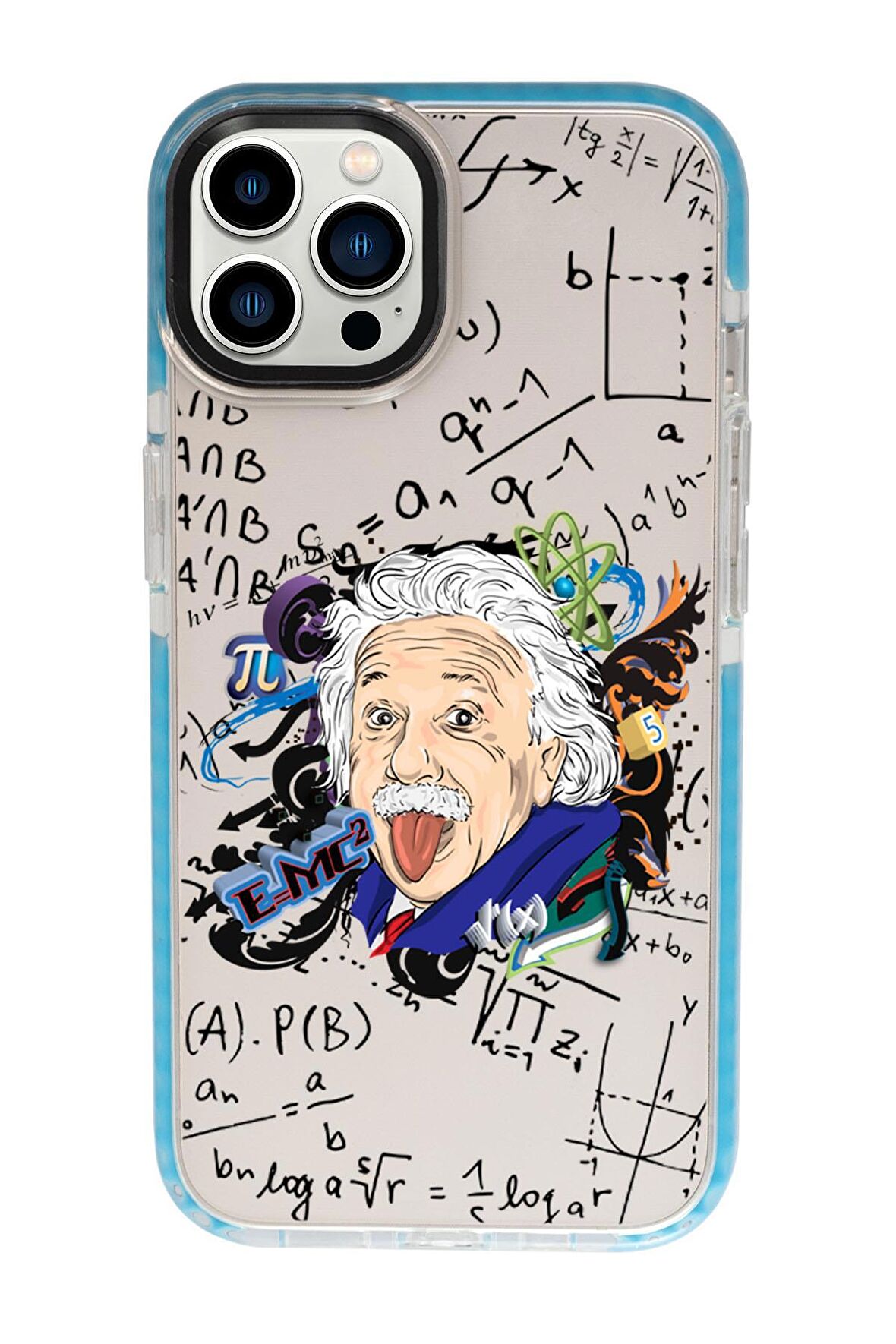 iPhone 13 Pro Max Einstein In Formula Desenli Candy Bumper Silikonlu Telefon Kılıfı