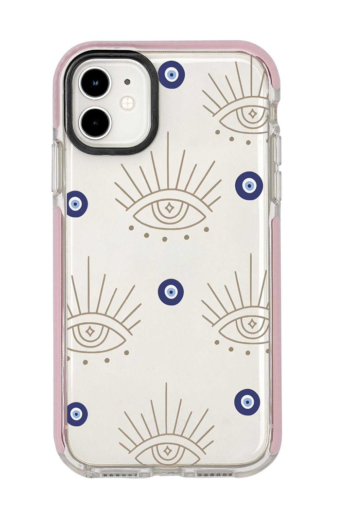 iPhone 12 Uyumlu Evil Eye Desenli Candy Bumper Silikonlu Telefon Kılıfı