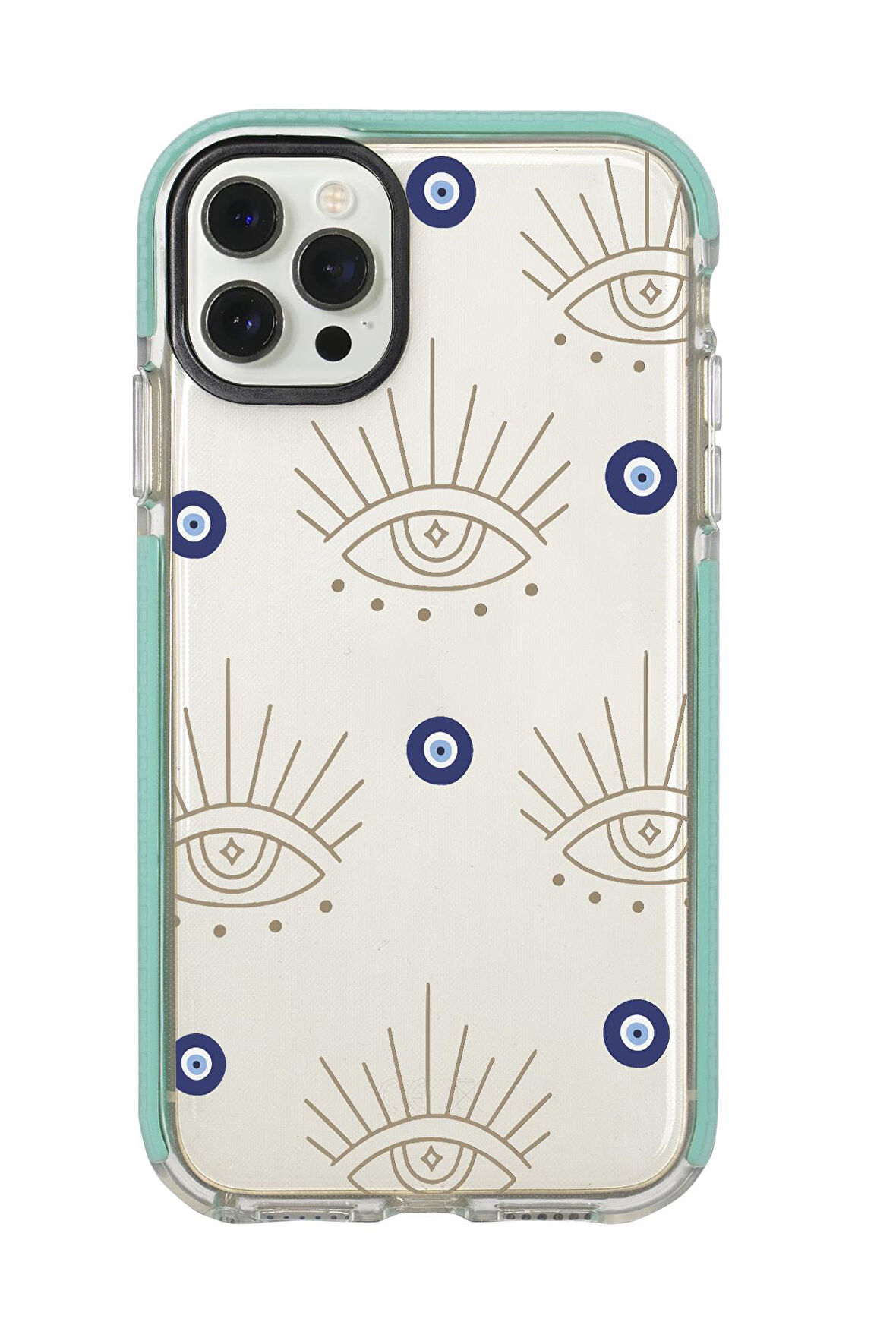 iPhone 12 Pro Uyumlu Evil Eye Desenli Candy Bumper Silikonlu Telefon Kılıfı