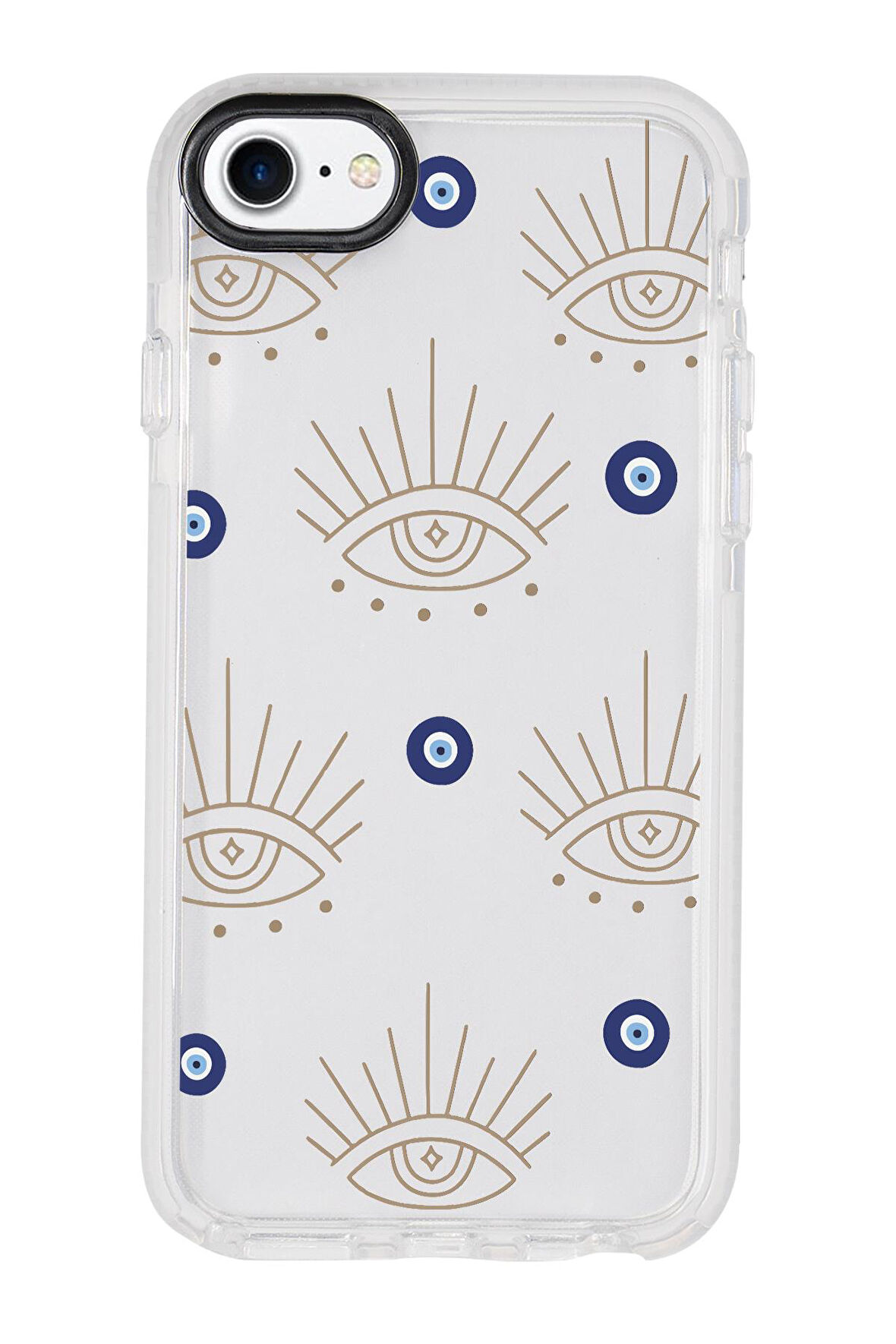 iPhone 8 Uyumlu Evil Eye Desenli Candy Bumper Silikonlu Telefon Kılıfı