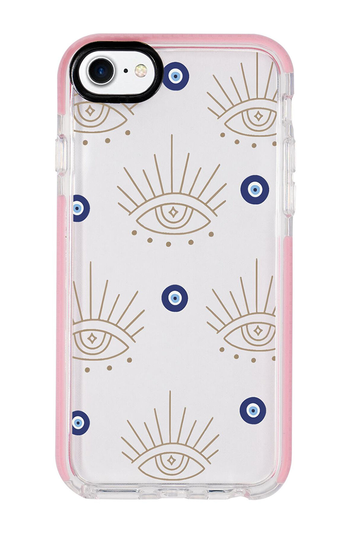 iPhone 8 Uyumlu Evil Eye Desenli Candy Bumper Silikonlu Telefon Kılıfı