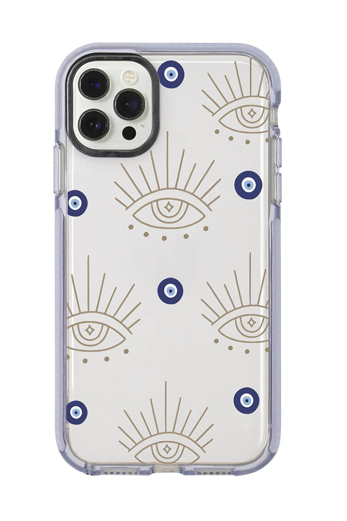 iPhone 12 Pro Max Uyumlu Evil Eye Desenli Candy Bumper Silikonlu Telefon Kılıfı
