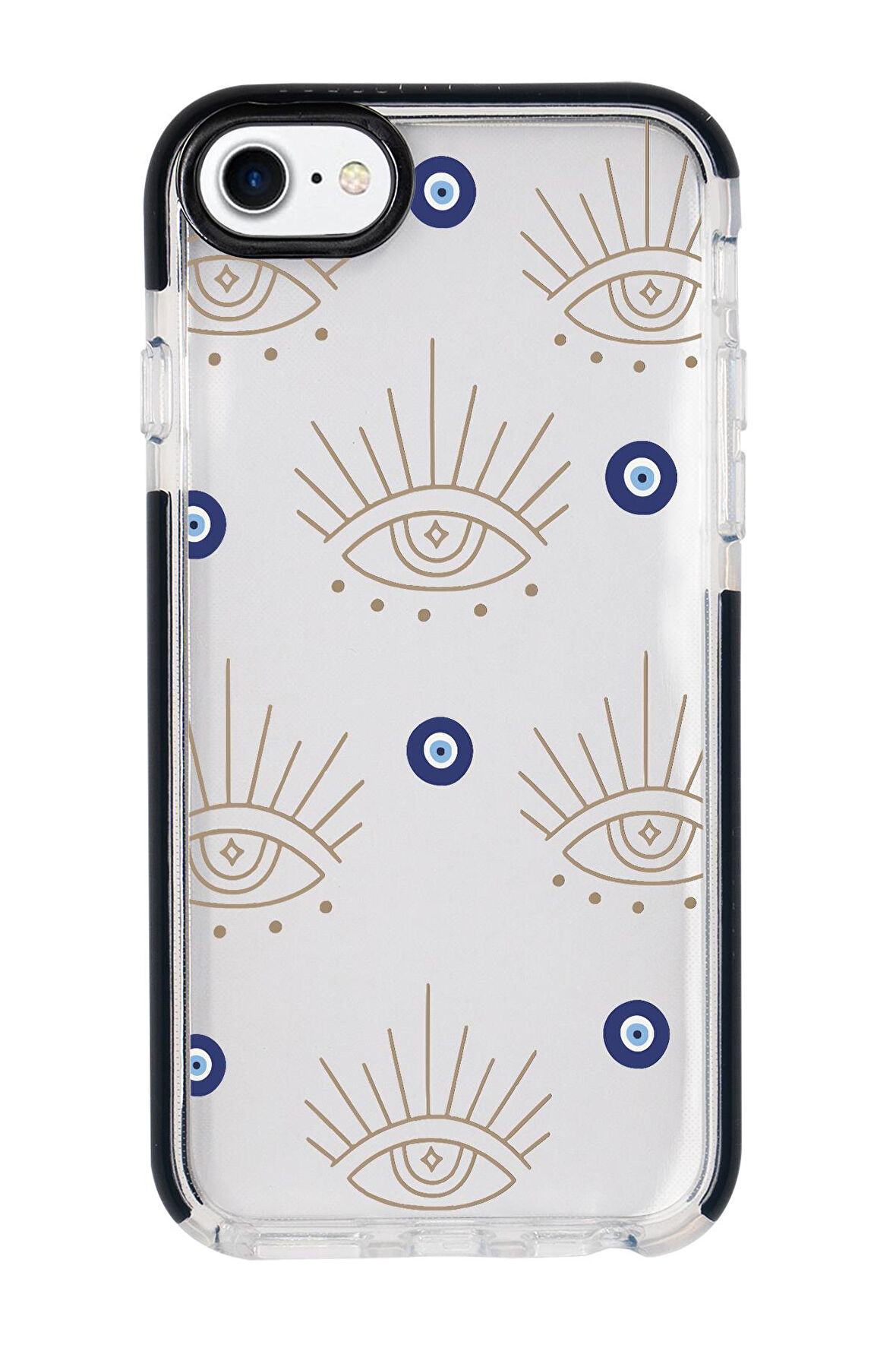 iPhone SE 2020 Uyumlu Evil Eye Desenli Candy Bumper Silikonlu Telefon Kılıfı
