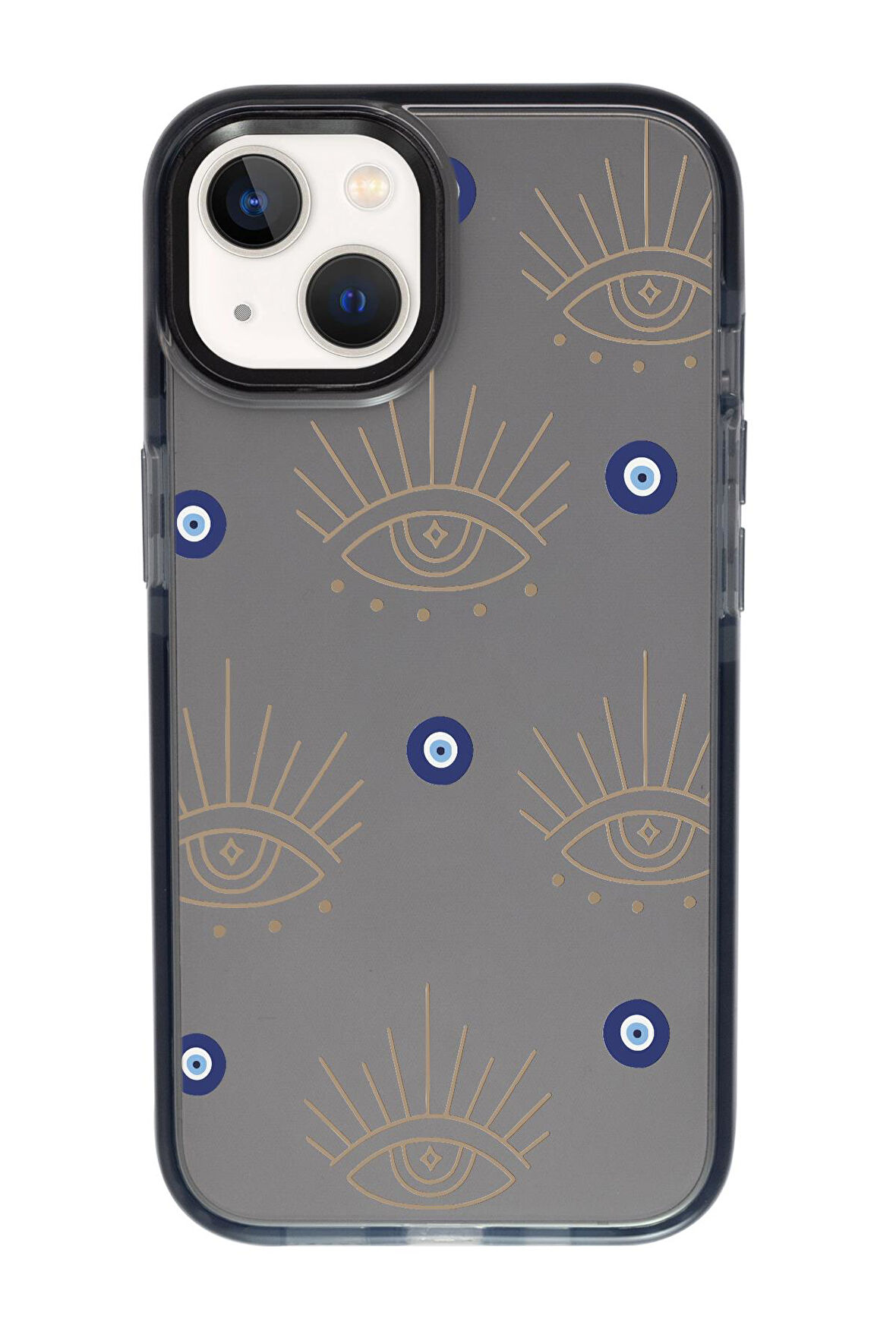 iPhone 13 Uyumlu Evil Eye Desenli Candy Bumper Silikonlu Telefon Kılıfı