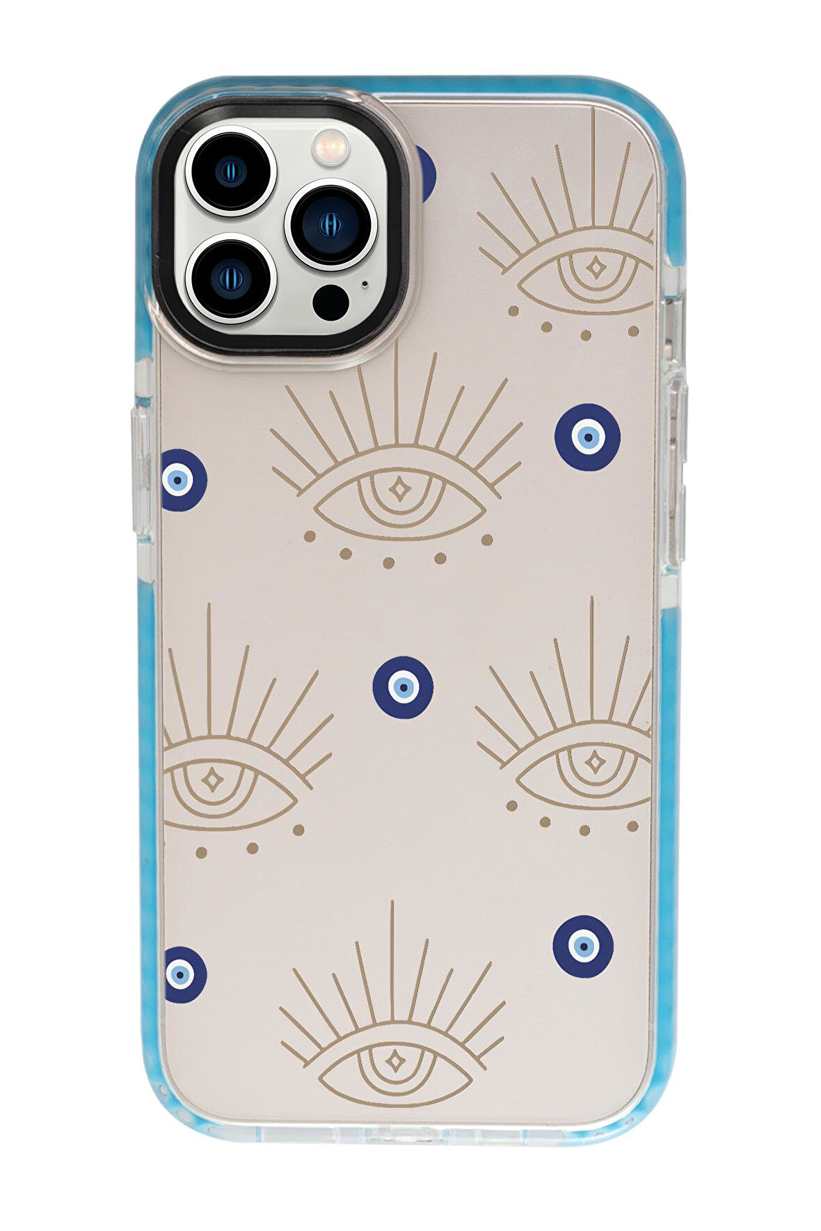 iPhone 13 Pro Max Uyumlu Evil Eye Desenli Candy Bumper Silikonlu Telefon Kılıfı