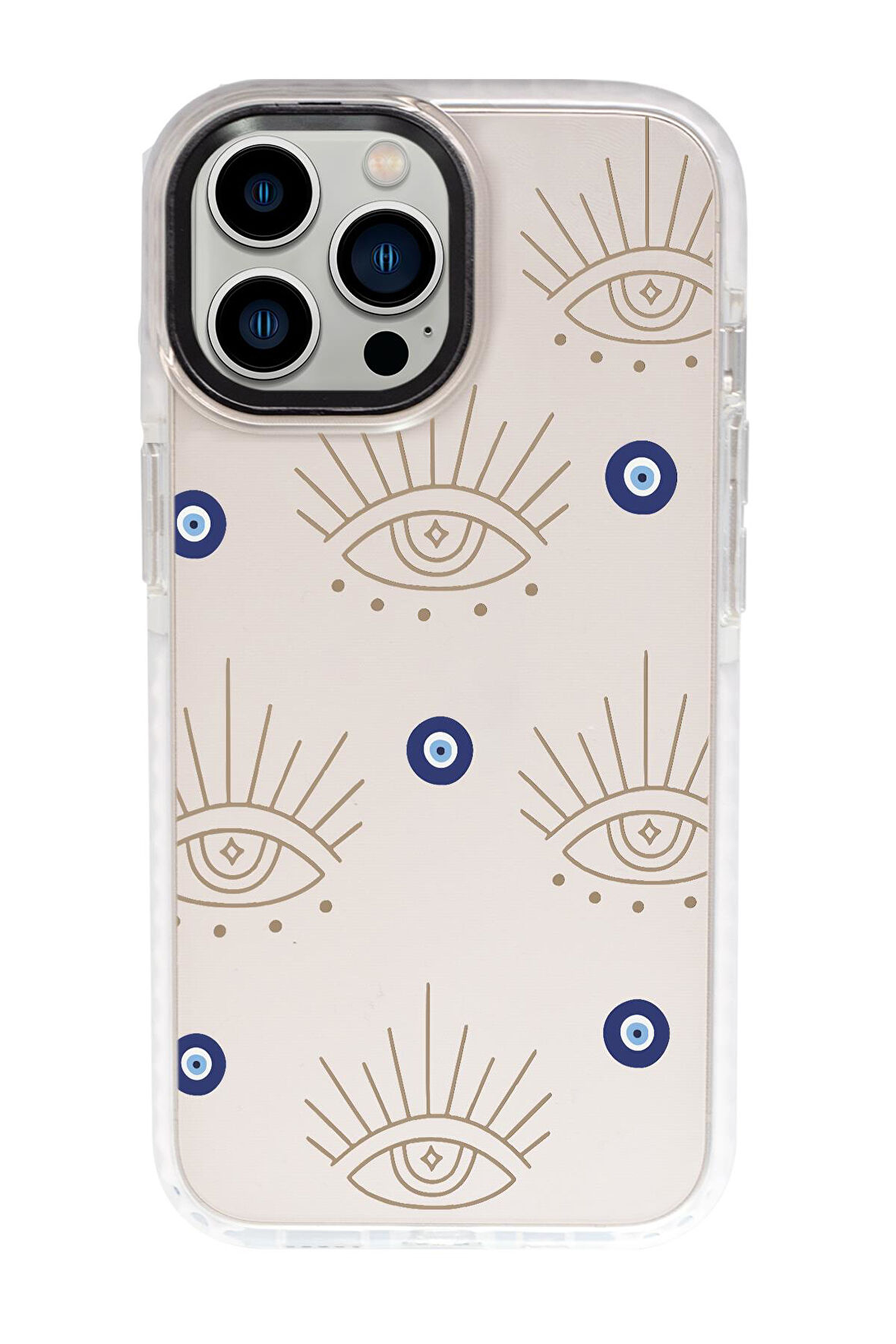 iPhone 15 Pro Uyumlu Evil Eye Desenli Candy Bumper Silikonlu Telefon Kılıfı