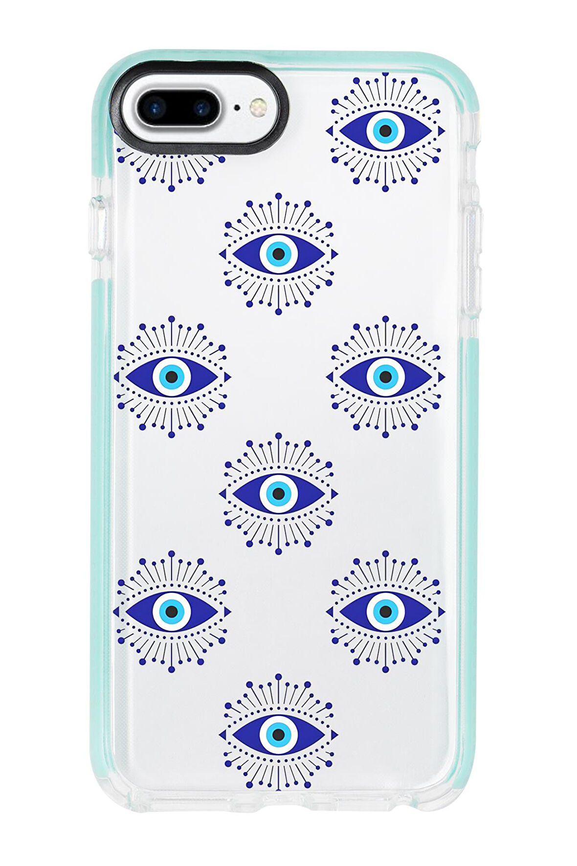 iPhone 8 Plus Uyumlu Mystic Aura Desenli Candy Bumper Silikonlu Telefon Kılıfı