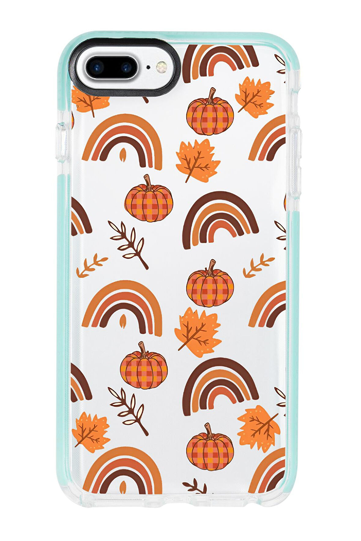 iPhone 7 Plus Uyumlu Sonbahar Desenli Candy Bumper Silikonlu Telefon Kılıfı