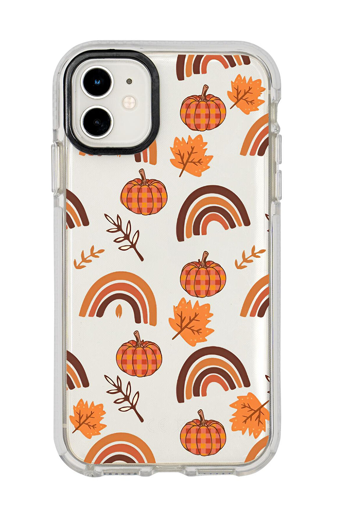 iPhone 12 Uyumlu Sonbahar Desenli Candy Bumper Silikonlu Telefon Kılıfı