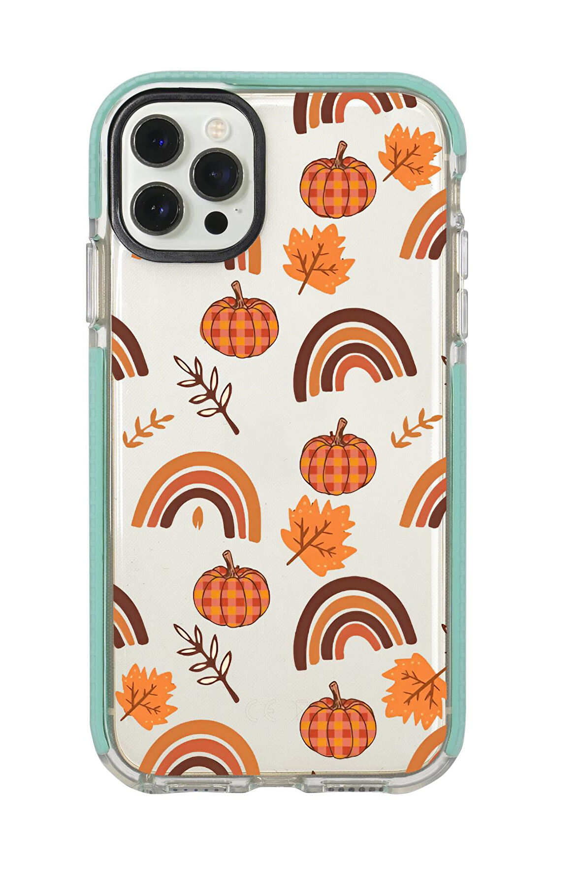 iPhone 12 Pro Uyumlu Sonbahar Desenli Candy Bumper Silikonlu Telefon Kılıfı
