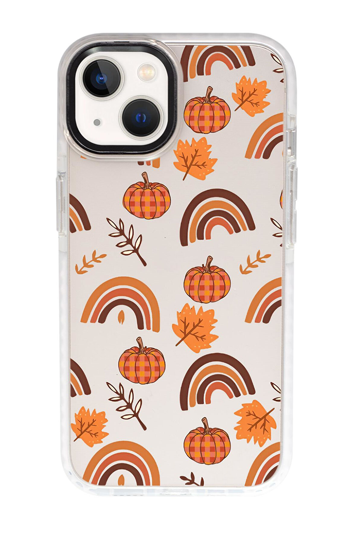 iPhone 13 Uyumlu Sonbahar Desenli Candy Bumper Silikonlu Telefon Kılıfı