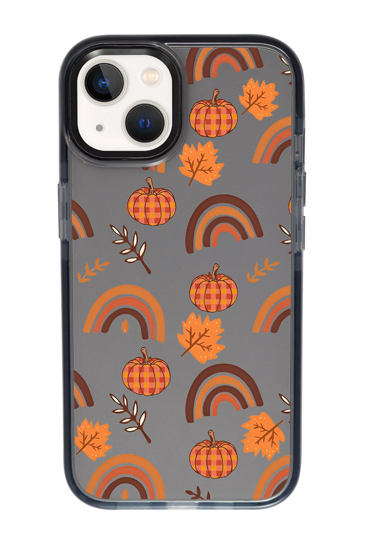 iPhone 13 Uyumlu Sonbahar Desenli Candy Bumper Silikonlu Telefon Kılıfı