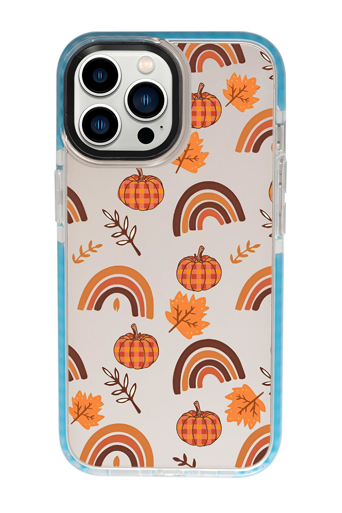 iPhone 13 Pro Uyumlu Sonbahar Desenli Candy Bumper Silikonlu Telefon Kılıfı